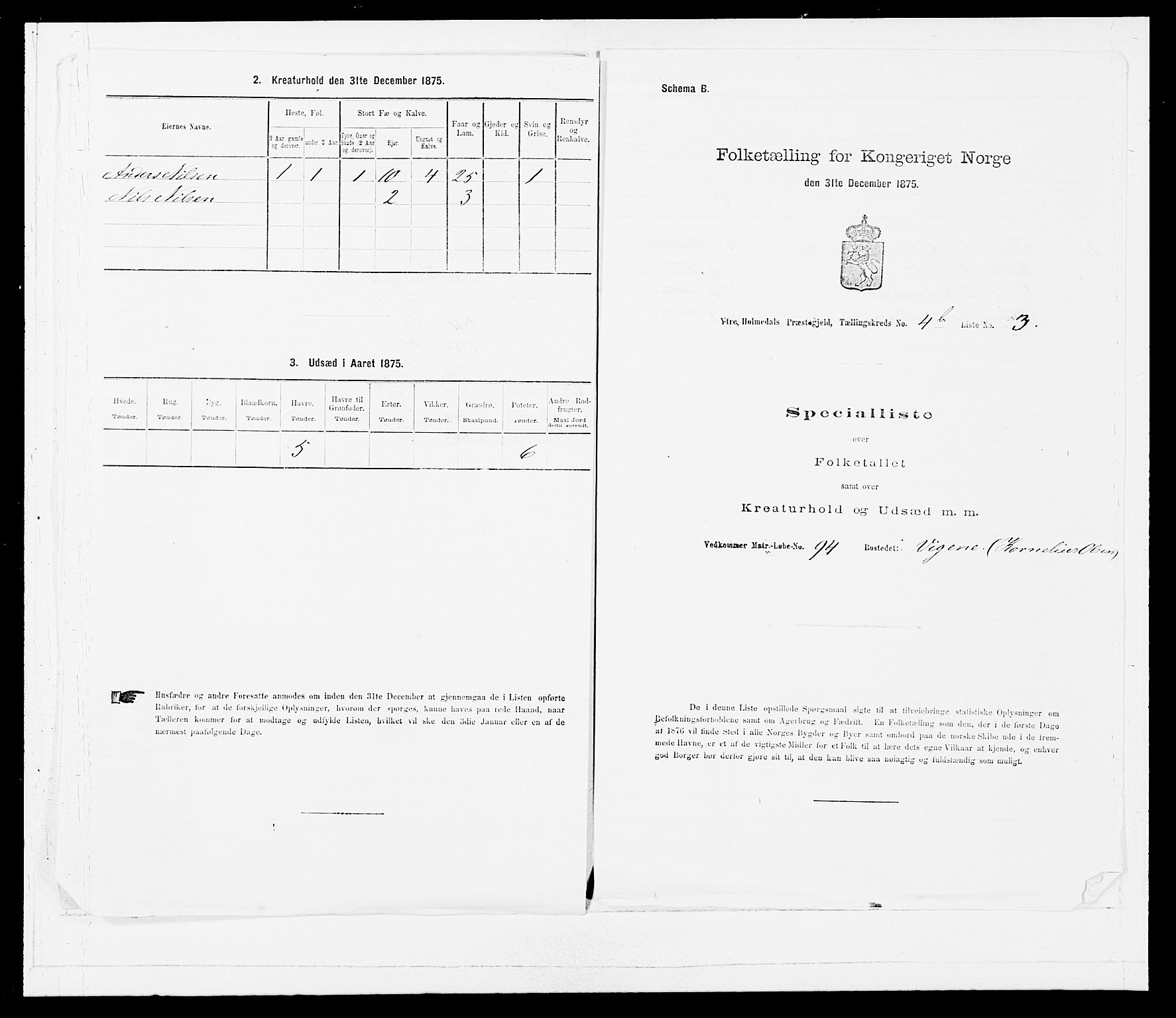 SAB, 1875 census for 1429P Ytre Holmedal, 1875, p. 342