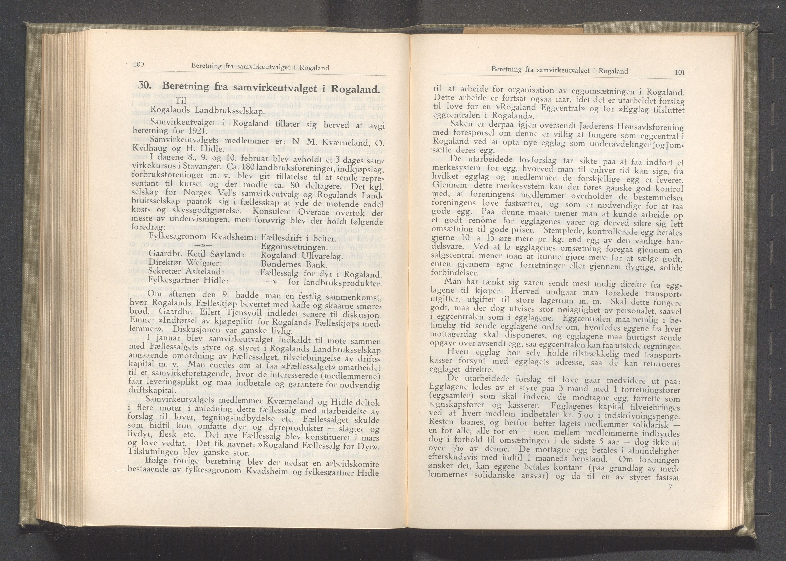 Rogaland fylkeskommune - Fylkesrådmannen , IKAR/A-900/A/Aa/Aaa/L0041: Møtebok , 1922, p. 100-101
