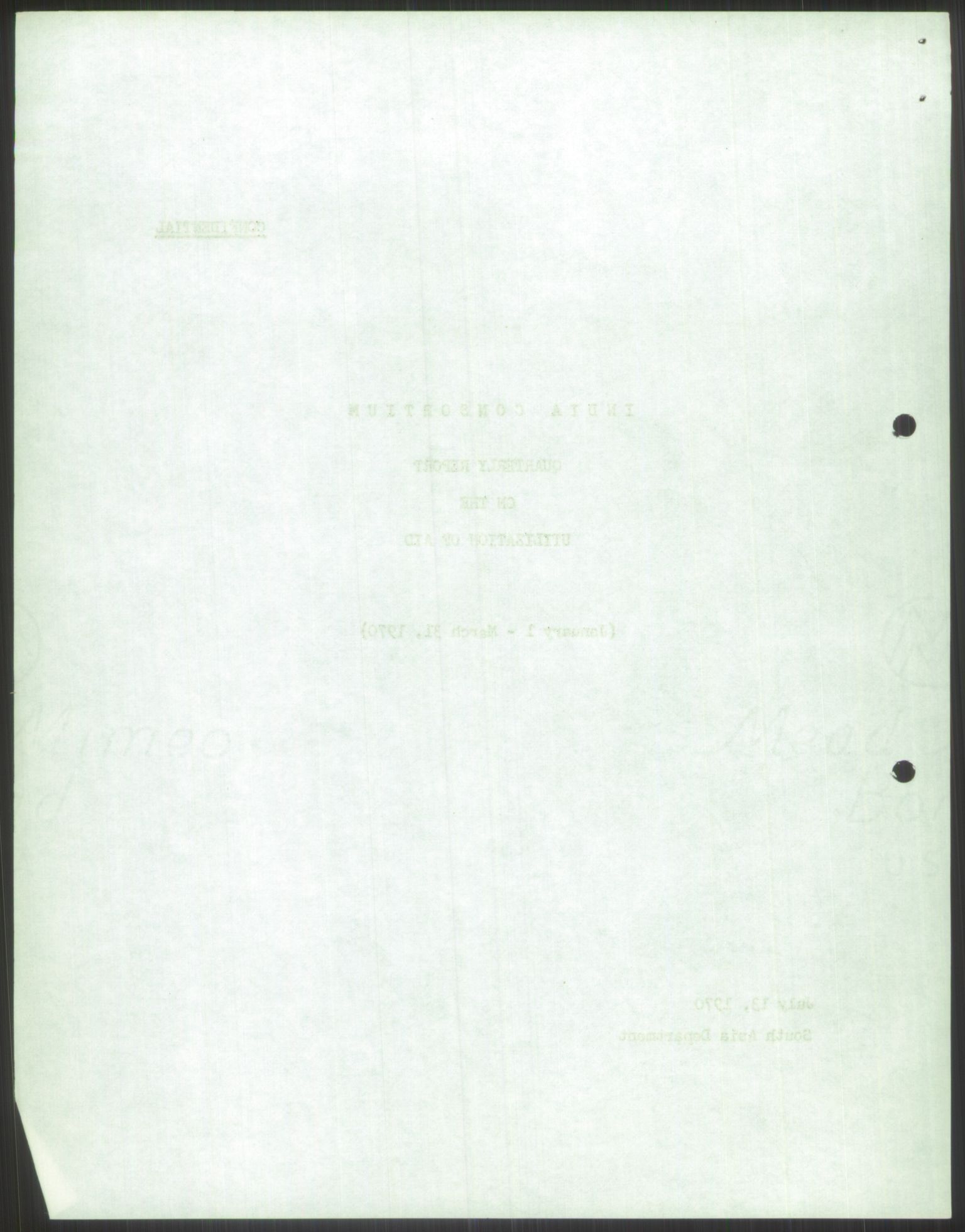 Direktoratet for utviklingshjelp (NORAD), AV/RA-S-6670/E/Ea/Eab/L0078: Asia: India. India-konsortiet, 1969-1970, p. 6