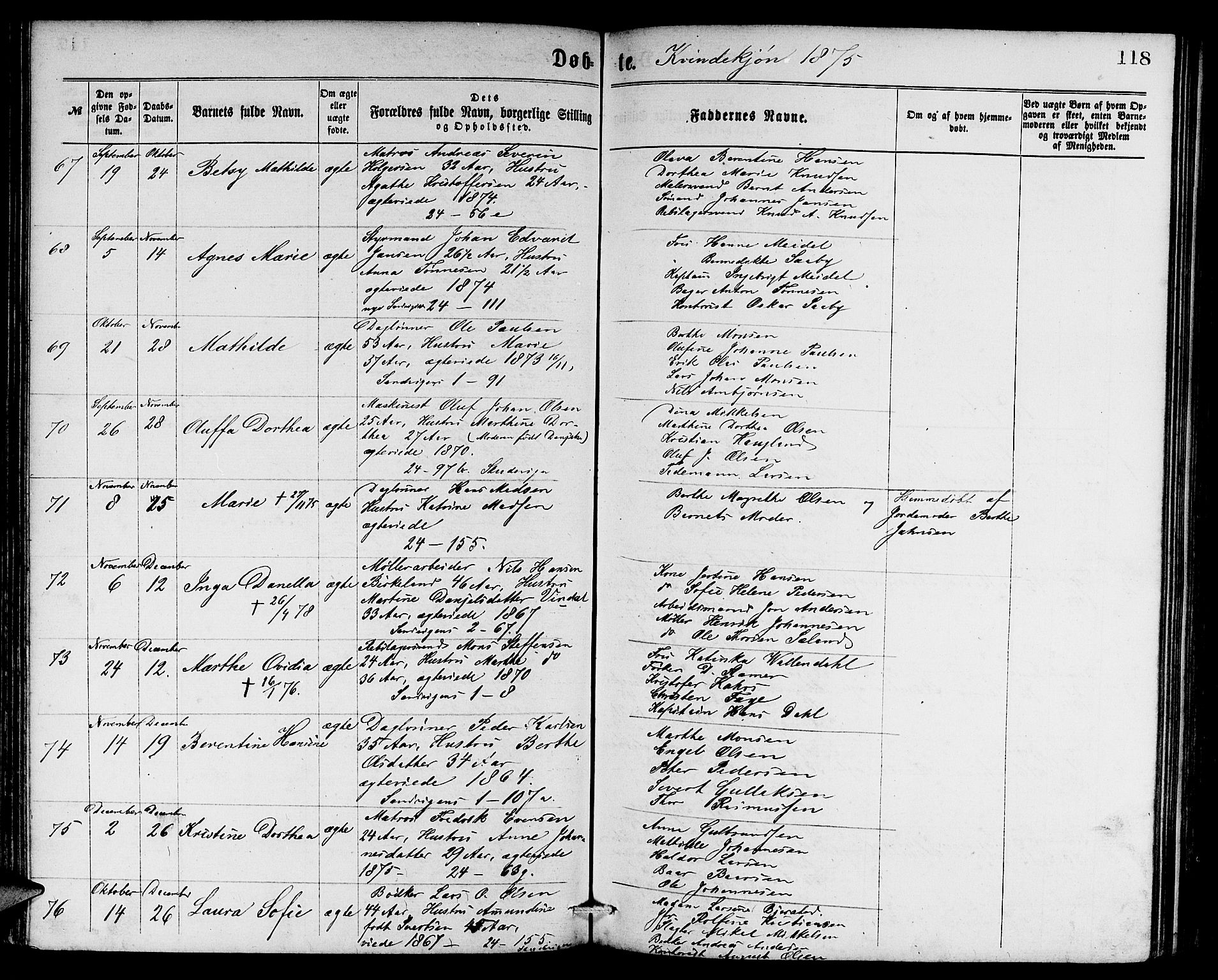 Sandviken Sokneprestembete, AV/SAB-A-77601/H/Hb: Parish register (copy) no. A 1, 1867-1879, p. 118