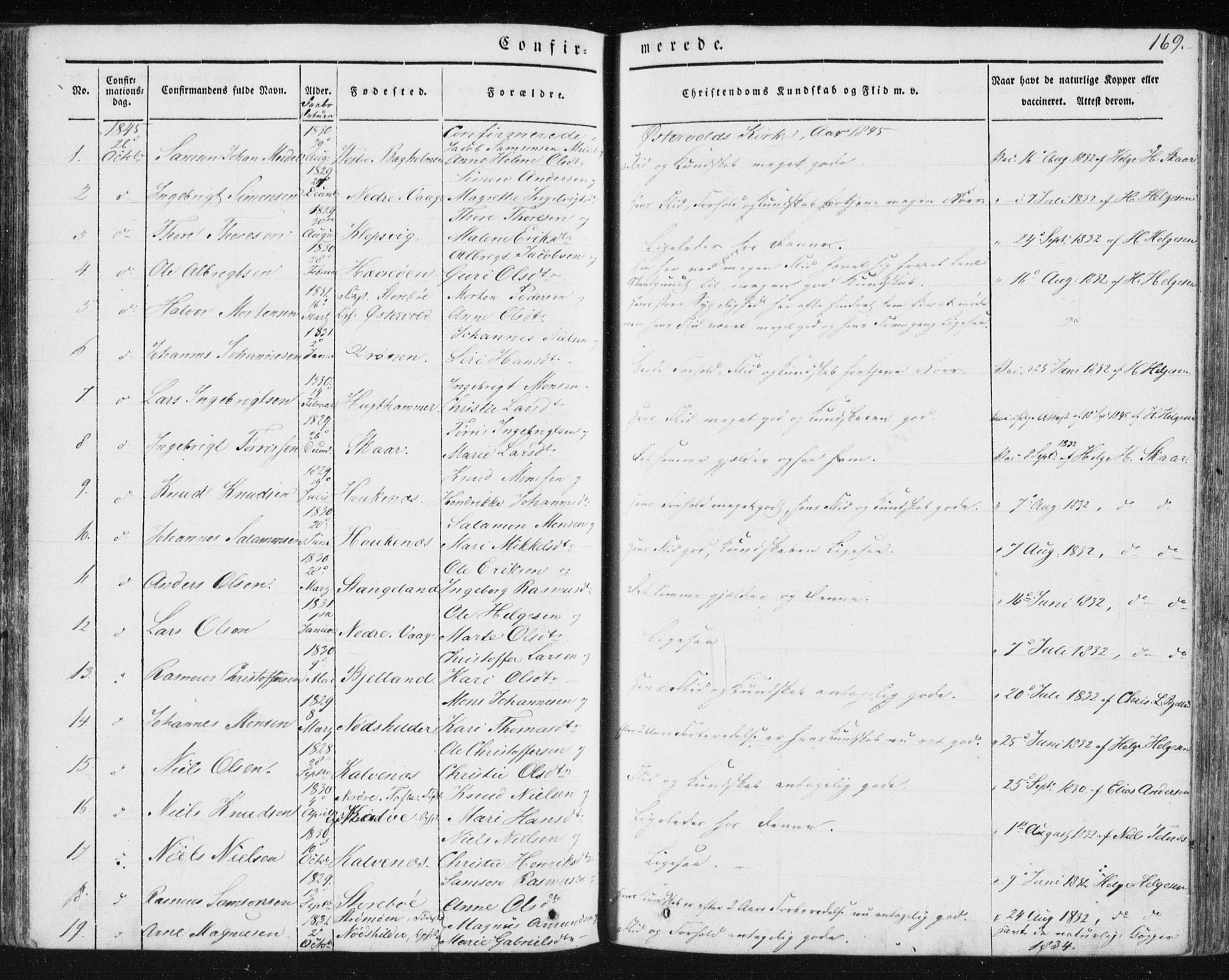 Sund sokneprestembete, AV/SAB-A-99930: Parish register (official) no. A 13, 1835-1849, p. 169