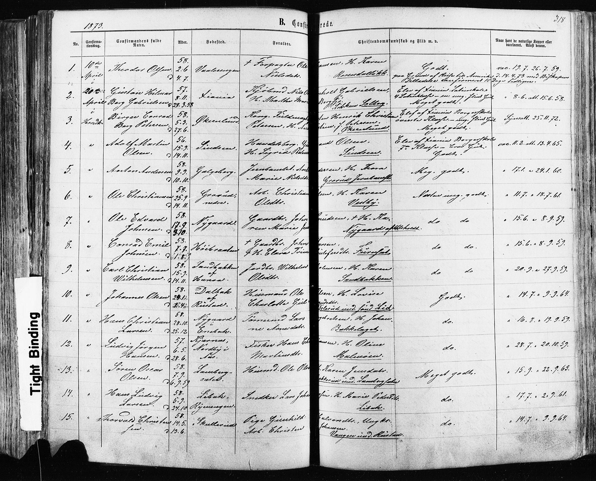 Østre Aker prestekontor Kirkebøker, AV/SAO-A-10840/F/Fa/L0003: Parish register (official) no. I 3, 1869-1875, p. 318