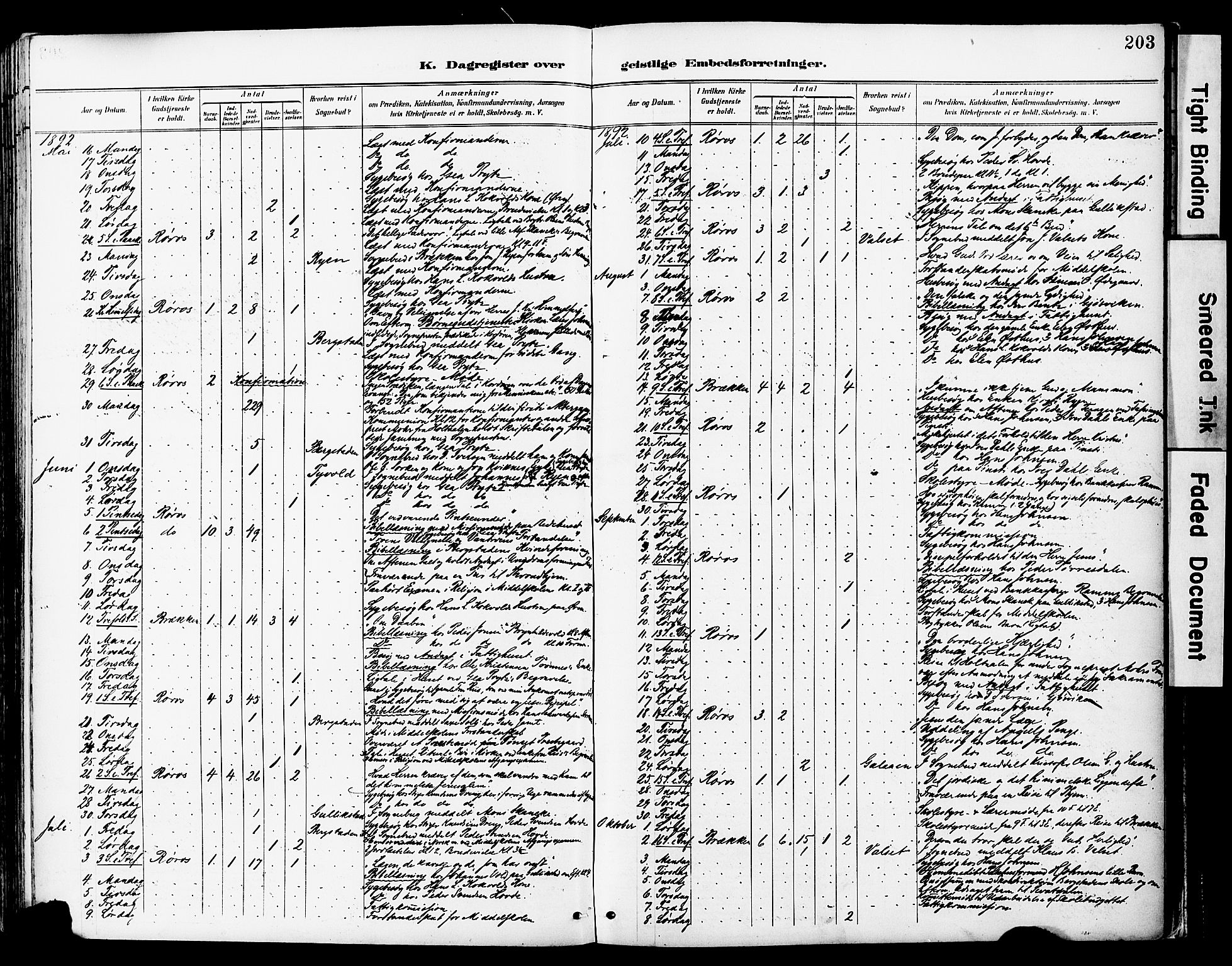 Ministerialprotokoller, klokkerbøker og fødselsregistre - Sør-Trøndelag, AV/SAT-A-1456/681/L0935: Parish register (official) no. 681A13, 1890-1898, p. 203