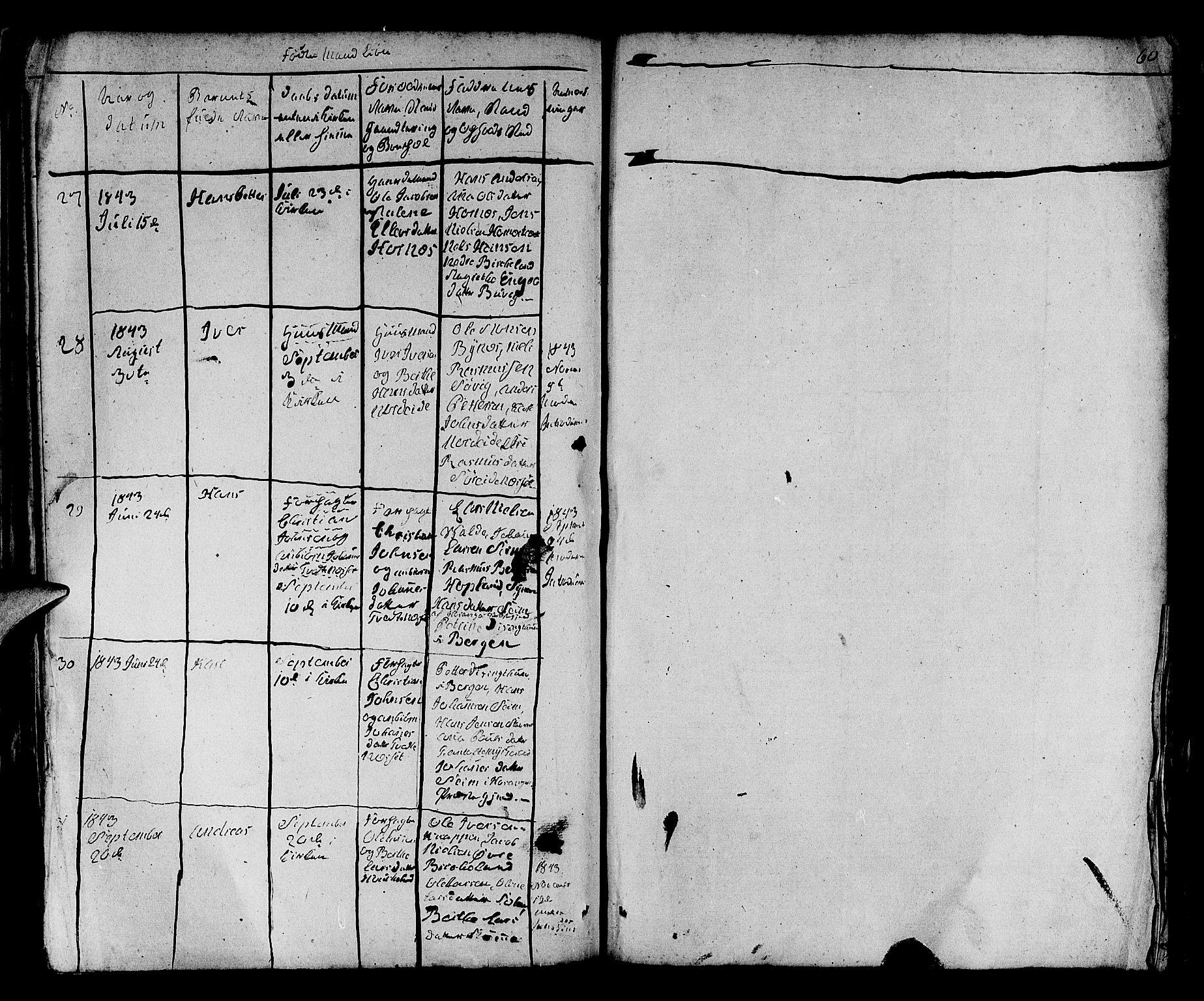 Fana Sokneprestembete, AV/SAB-A-75101/H/Hab/Habb/L0001: Parish register (copy) no. B 1, 1837-1855, p. 60