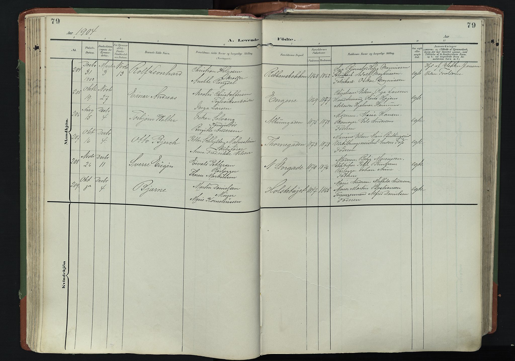 Bragernes kirkebøker, SAKO/A-6/F/Fb/L0009: Parish register (official) no. II 9, 1902-1911, p. 79