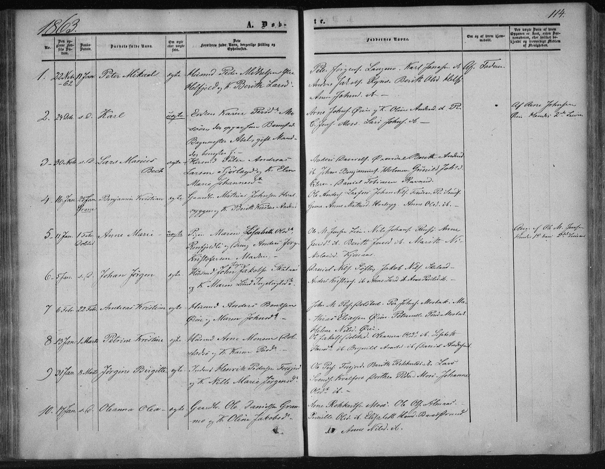 Ministerialprotokoller, klokkerbøker og fødselsregistre - Nordland, AV/SAT-A-1459/820/L0293: Parish register (official) no. 820A14, 1855-1865, p. 114