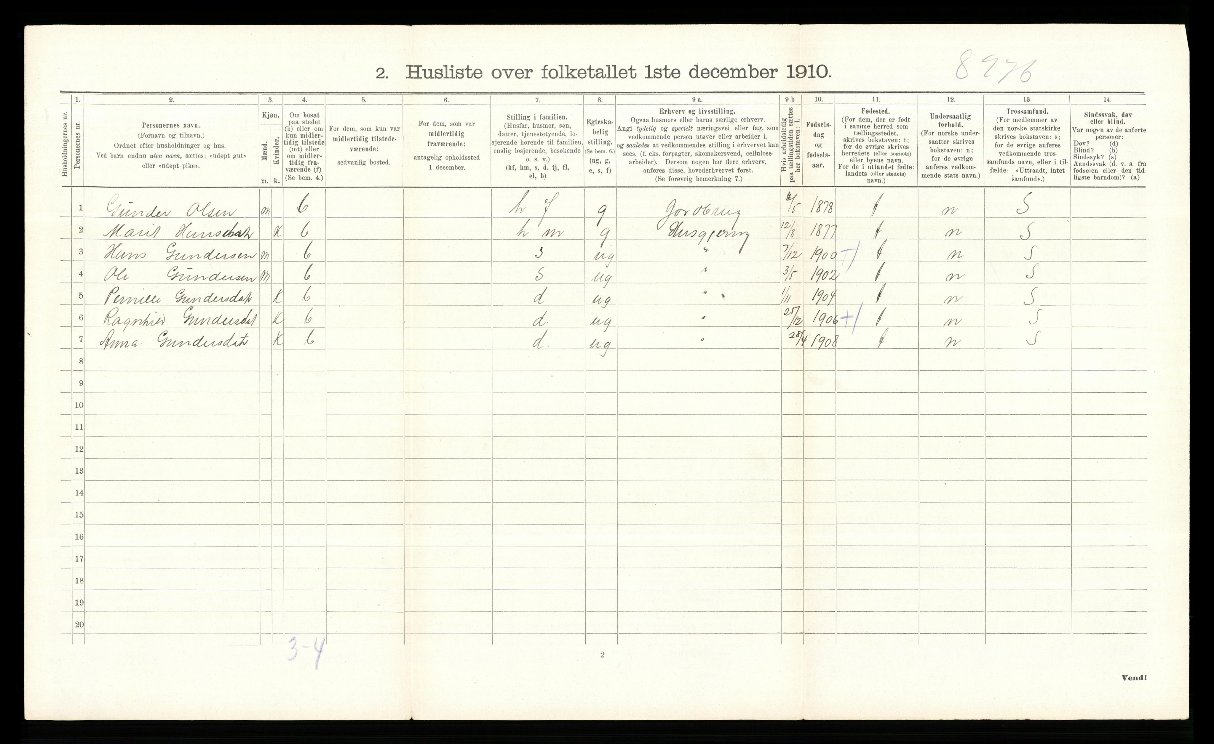 RA, 1910 census for Dovre, 1910, p. 670