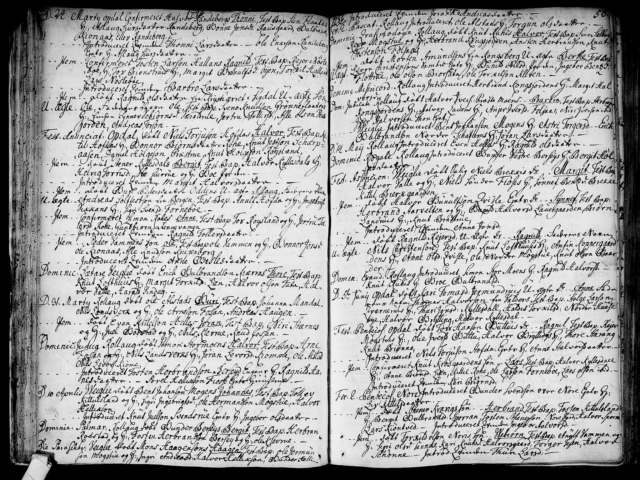 Rollag kirkebøker, AV/SAKO-A-240/F/Fa/L0003: Parish register (official) no. I 3, 1743-1778, p. 50