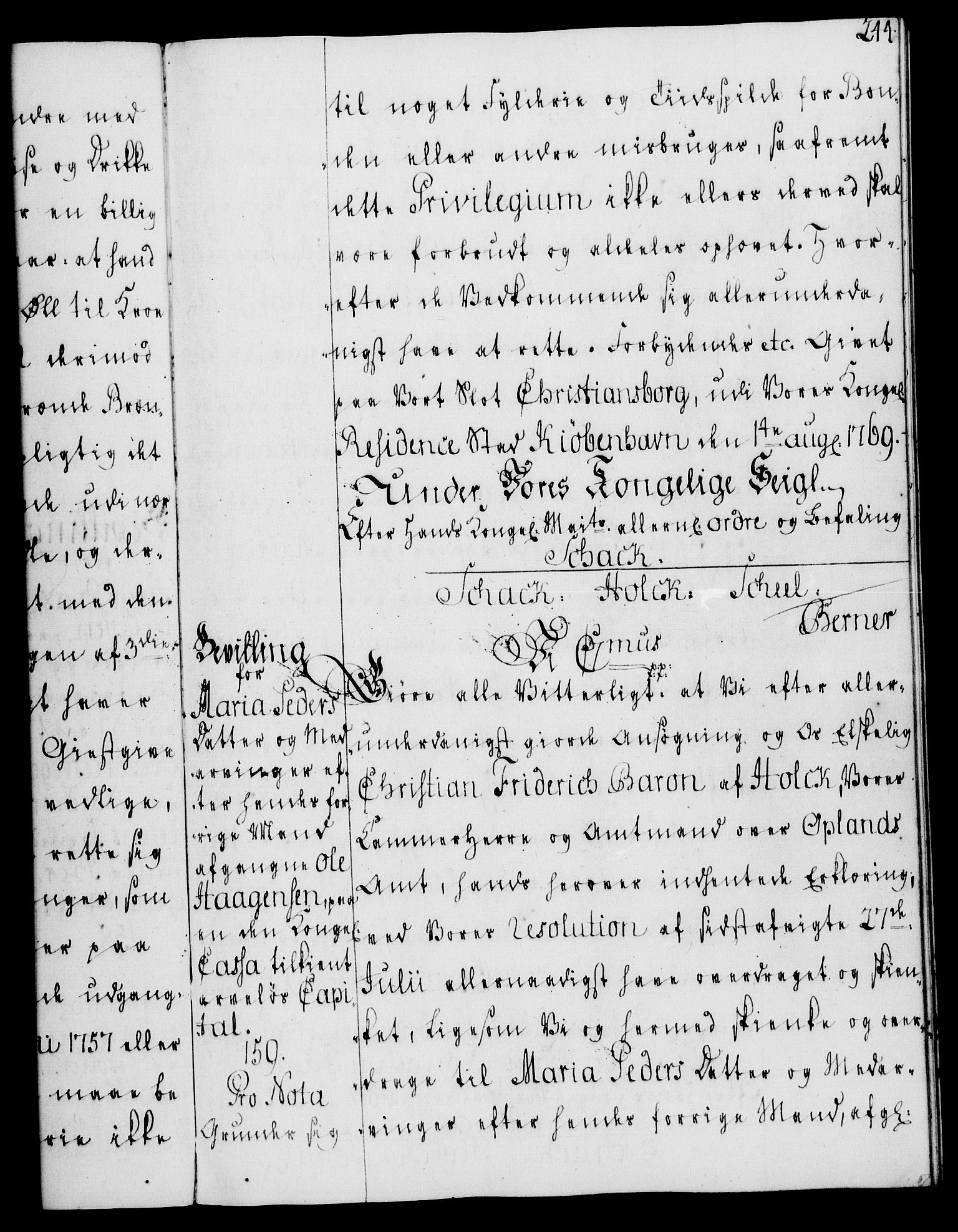 Rentekammeret, Kammerkanselliet, RA/EA-3111/G/Gg/Gga/L0008: Norsk ekspedisjonsprotokoll med register (merket RK 53.8), 1768-1771, p. 244