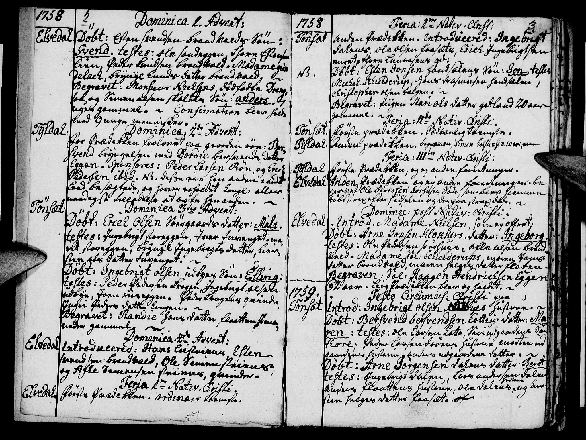 Tynset prestekontor, SAH/PREST-058/H/Ha/Haa/L0003: Parish register (official) no. 3, 1758-1762, p. 2-3