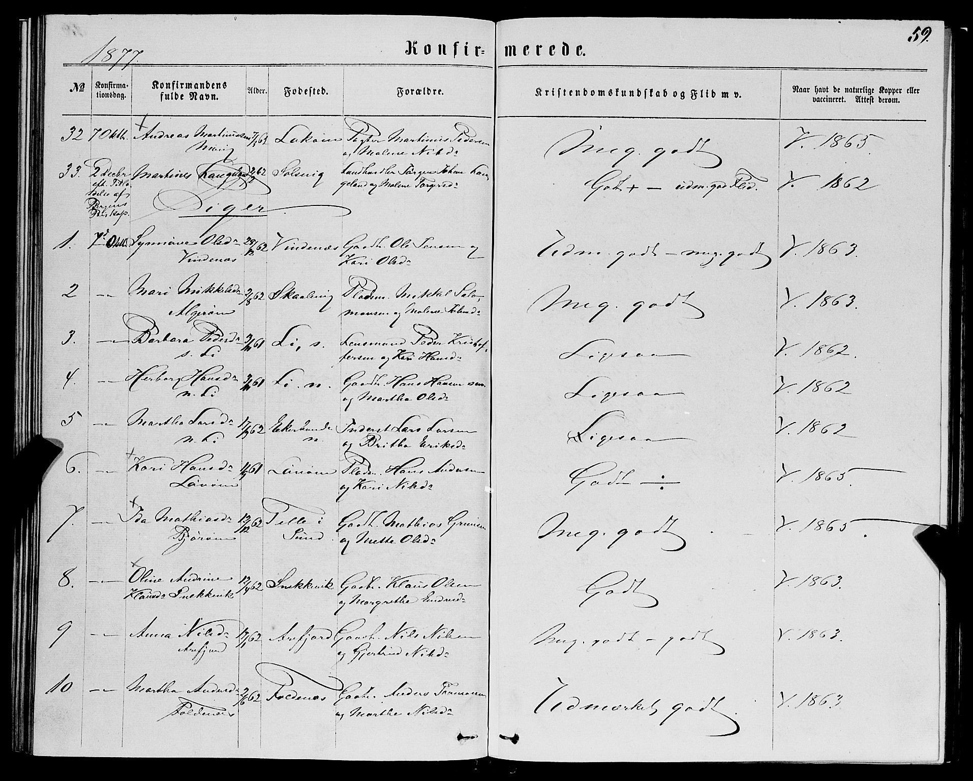 Fjell sokneprestembete, SAB/A-75301/H/Haa: Parish register (official) no. A 5, 1864-1877, p. 59