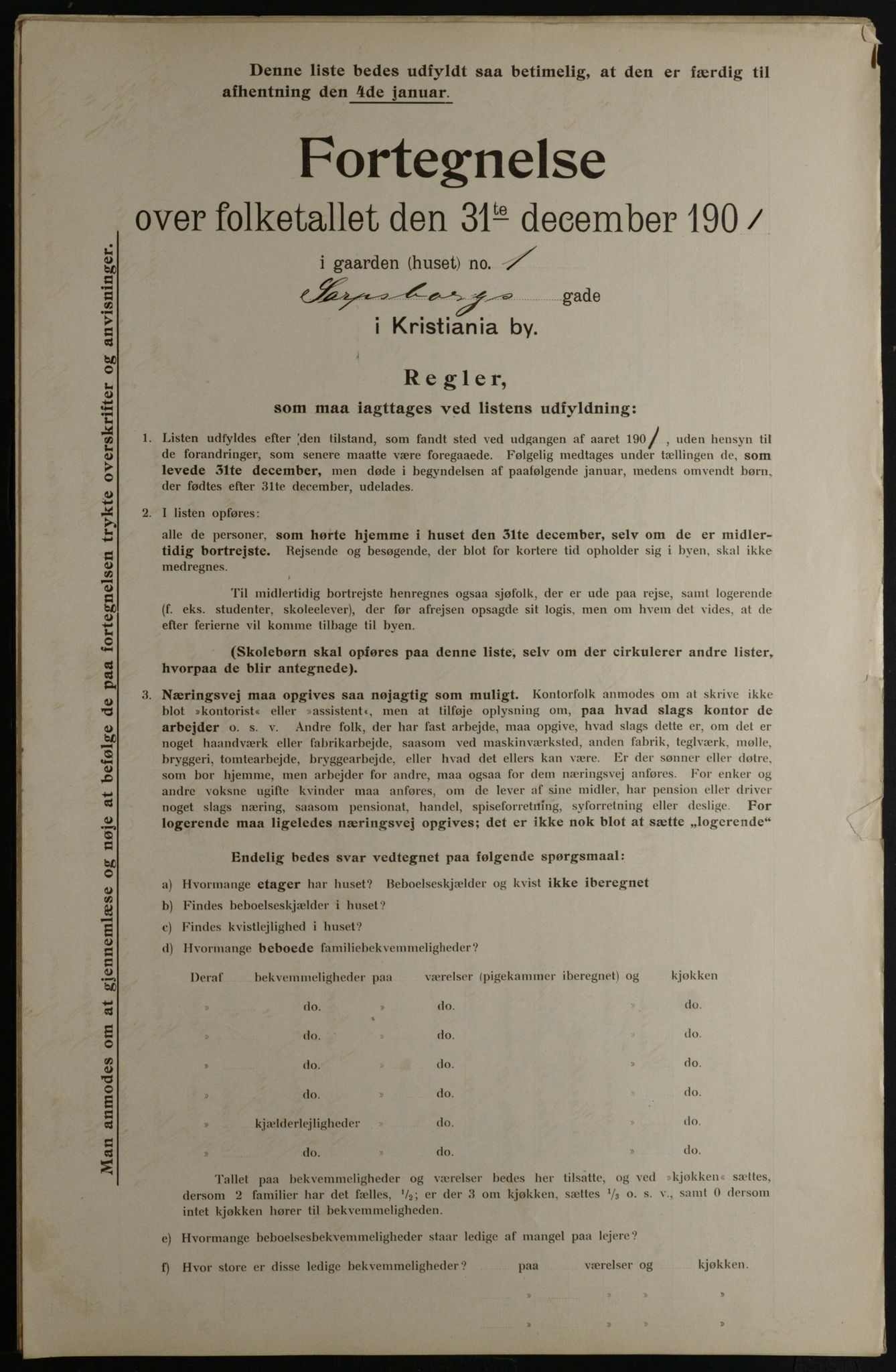 OBA, Municipal Census 1901 for Kristiania, 1901, p. 13841