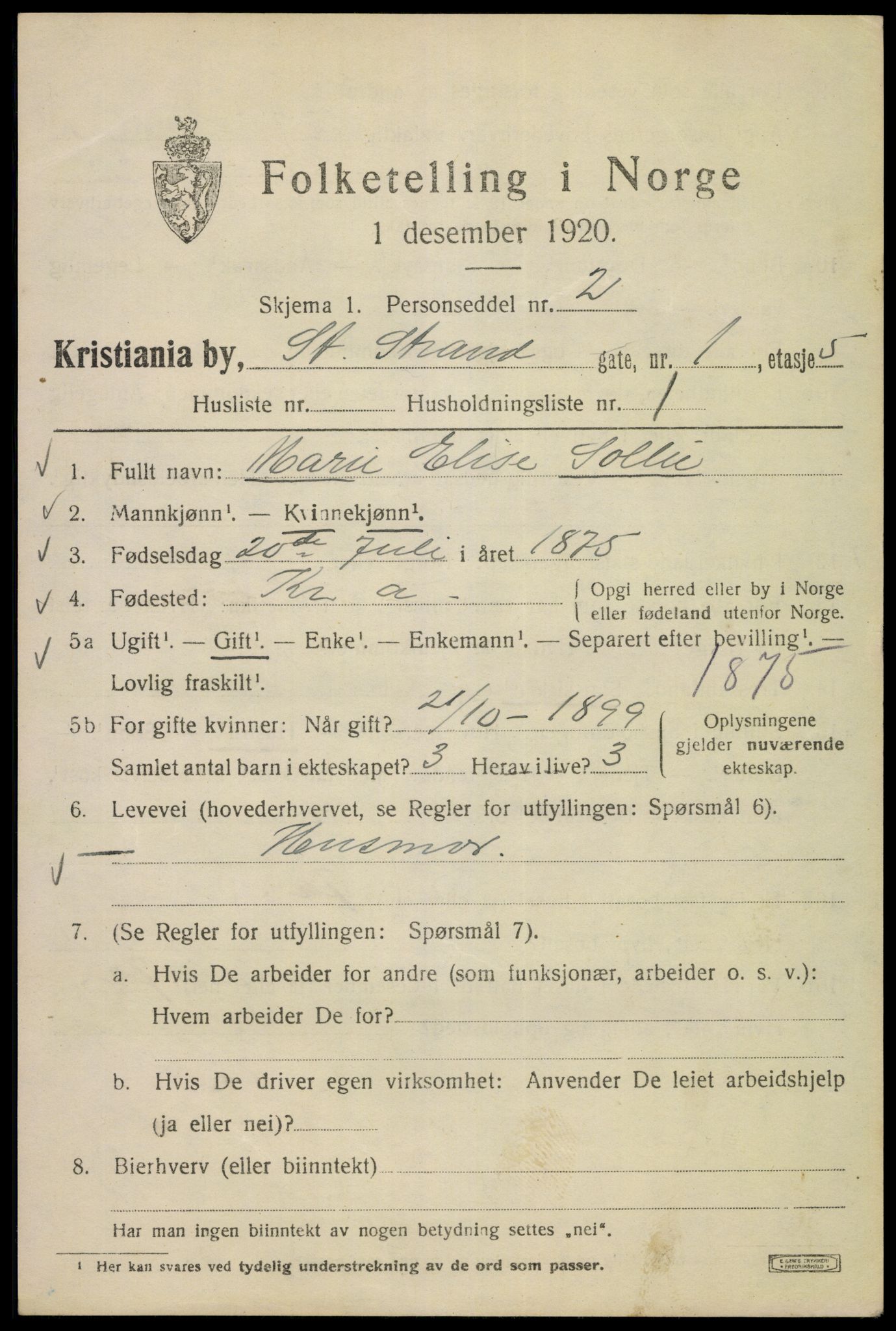 SAO, 1920 census for Kristiania, 1920, p. 547813