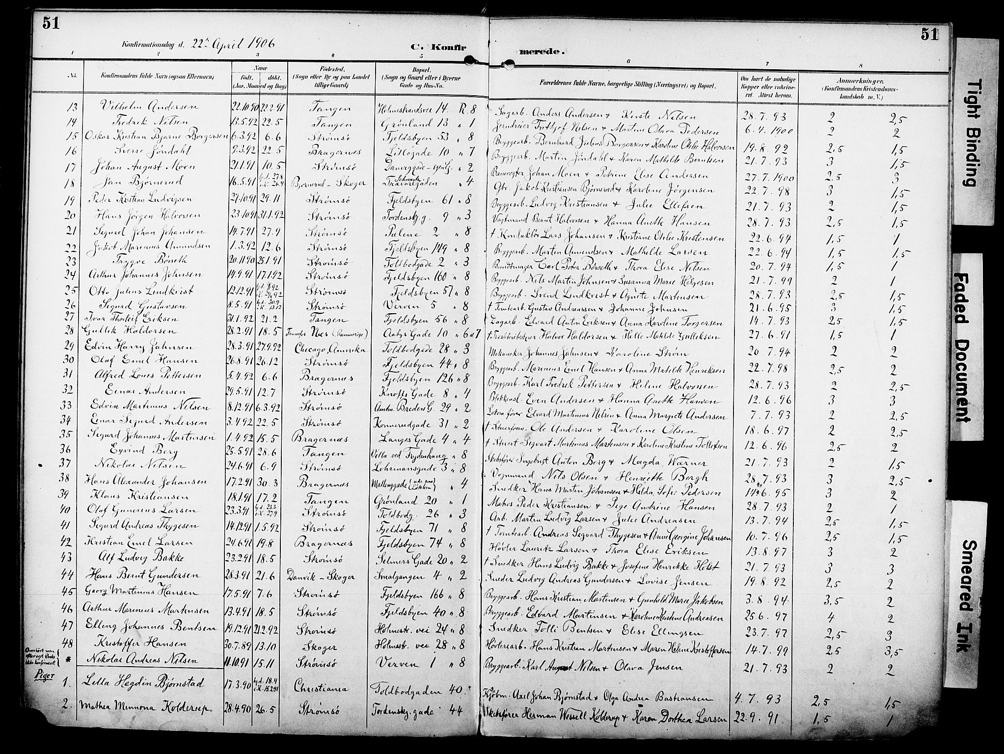 Strømsø kirkebøker, AV/SAKO-A-246/F/Fa/L0025: Parish register (official) no. I 25, 1893-1922, p. 51