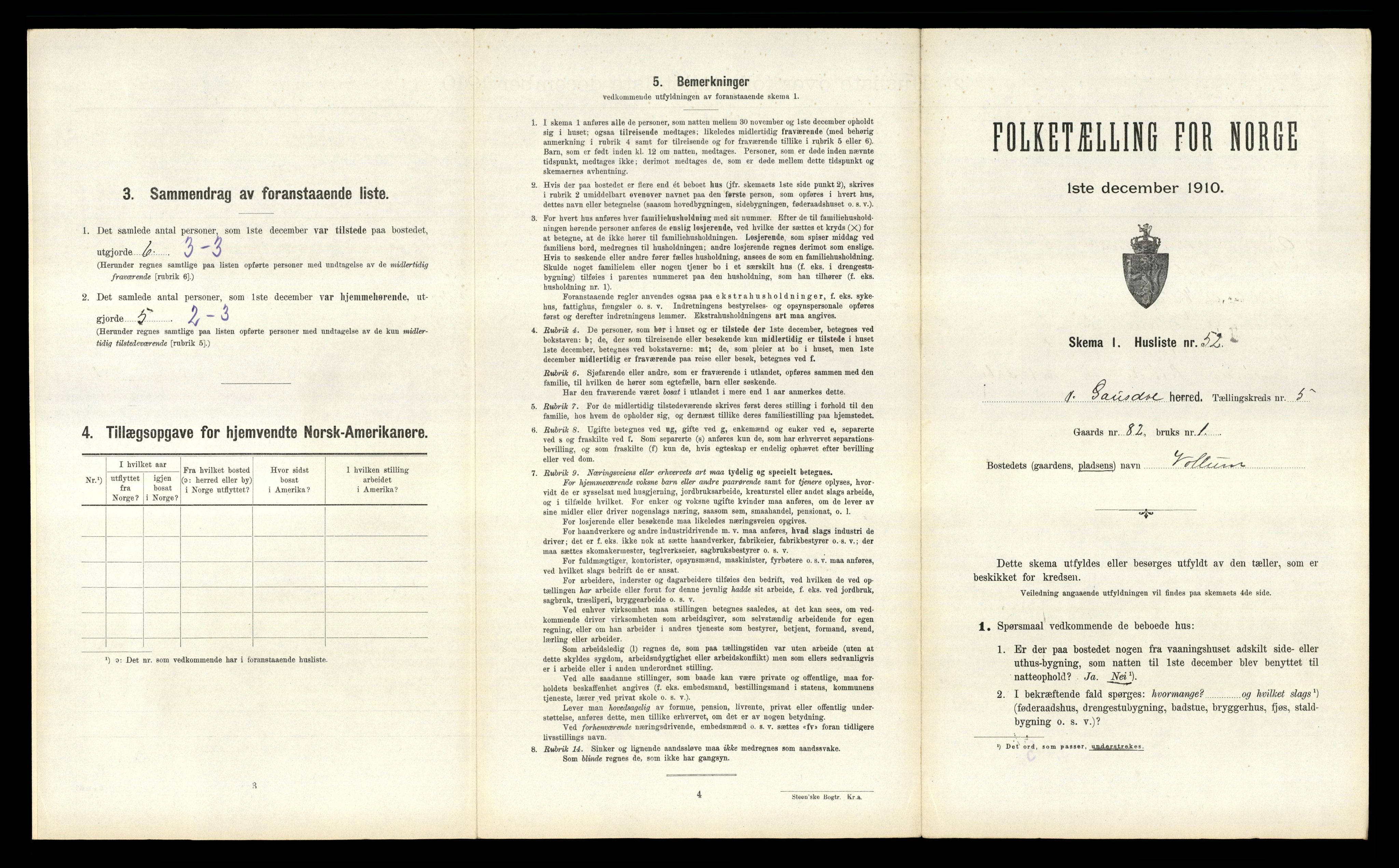 RA, 1910 census for Vestre Gausdal, 1910, p. 741