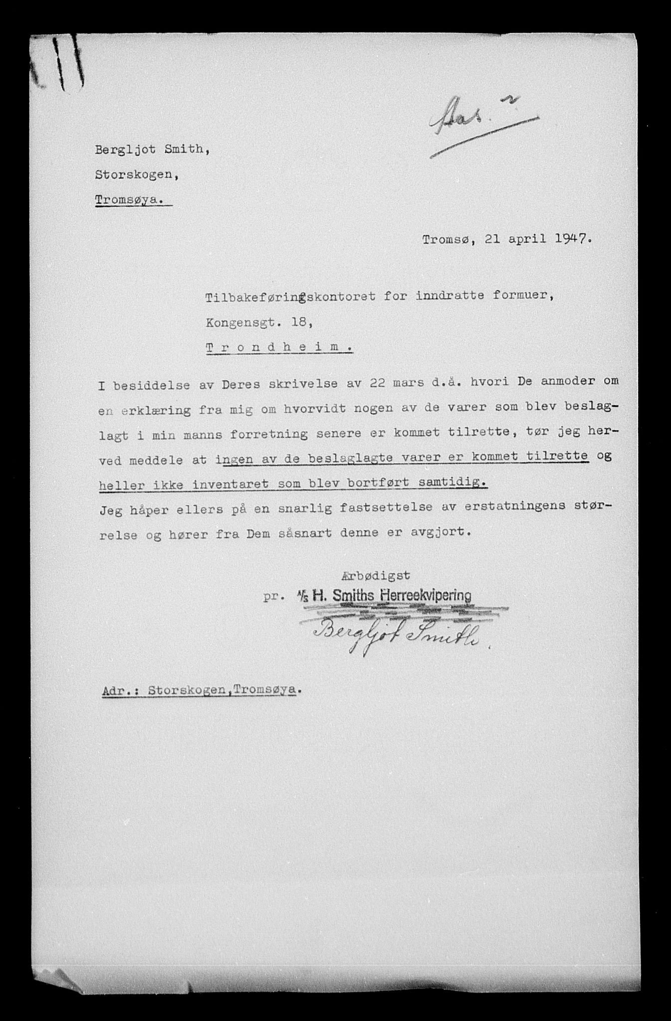 Justisdepartementet, Tilbakeføringskontoret for inndratte formuer, AV/RA-S-1564/H/Hc/Hcb/L0916: --, 1945-1947, p. 409