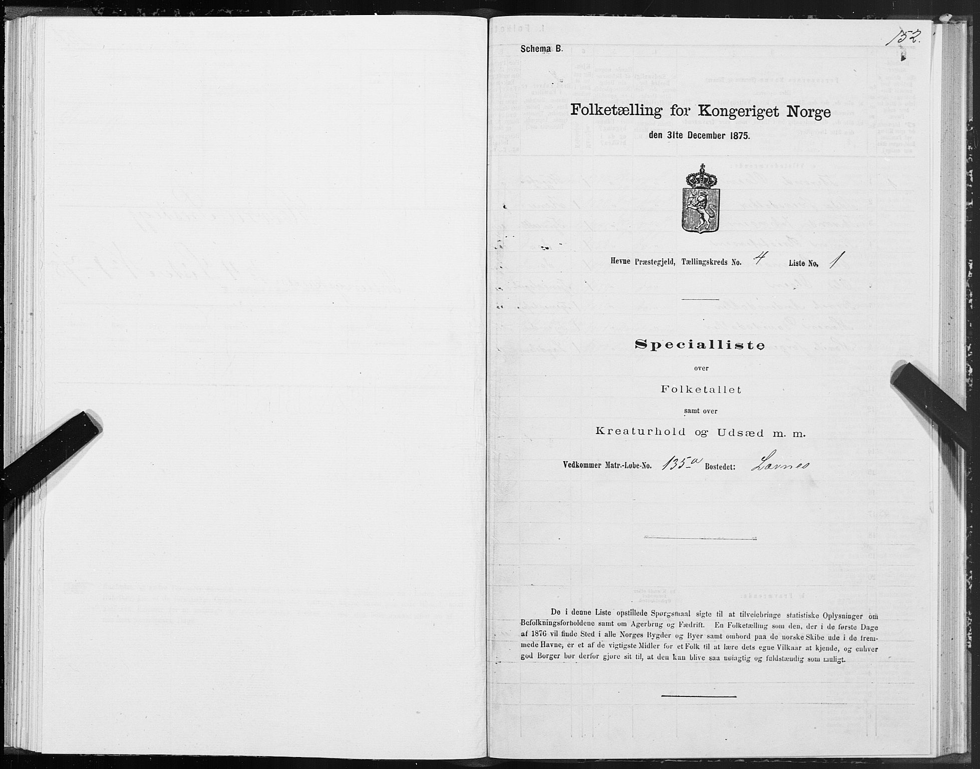 SAT, 1875 census for 1612P Hemne, 1875, p. 2152