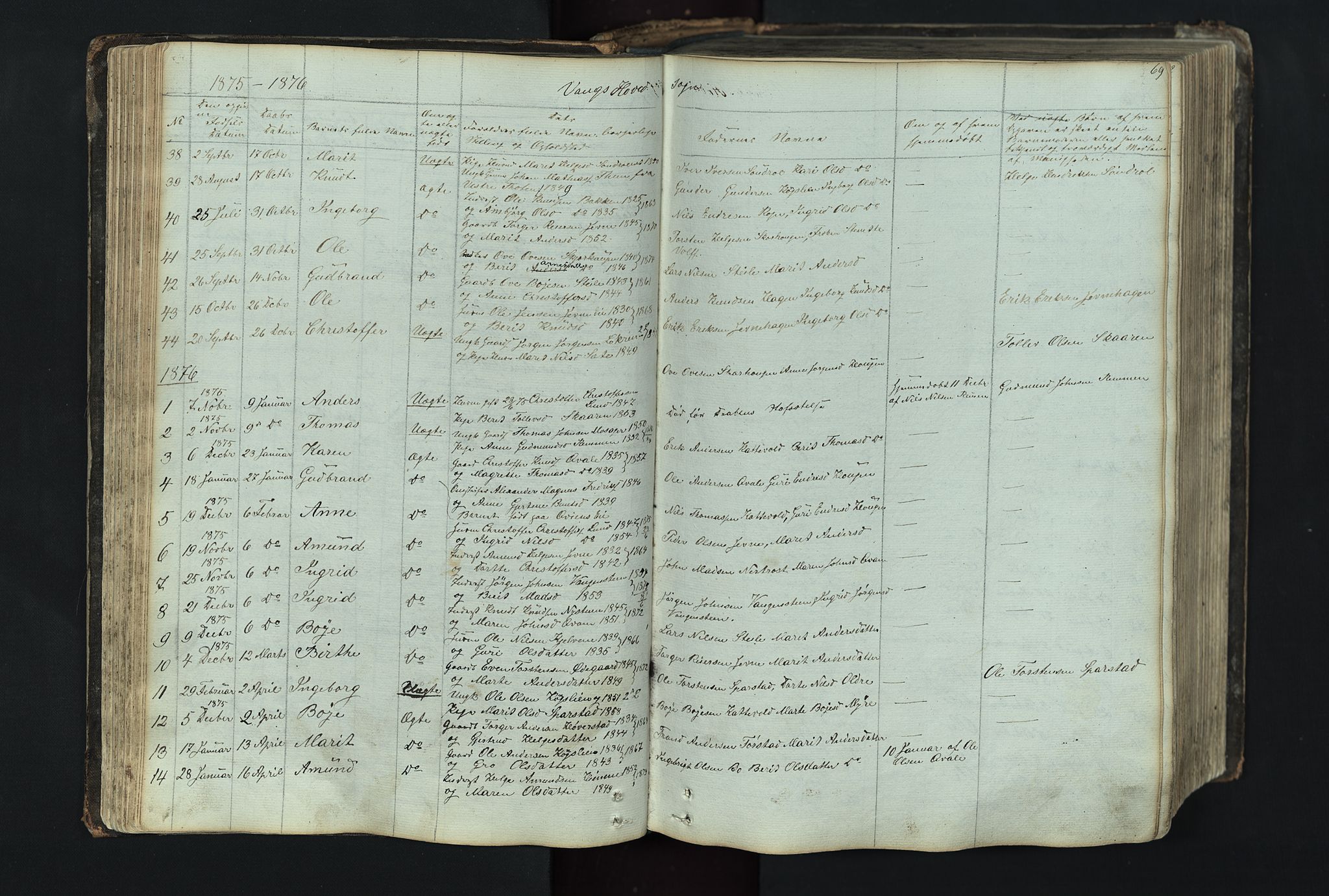 Vang prestekontor, Valdres, SAH/PREST-140/H/Hb/L0004: Parish register (copy) no. 4, 1835-1892, p. 69