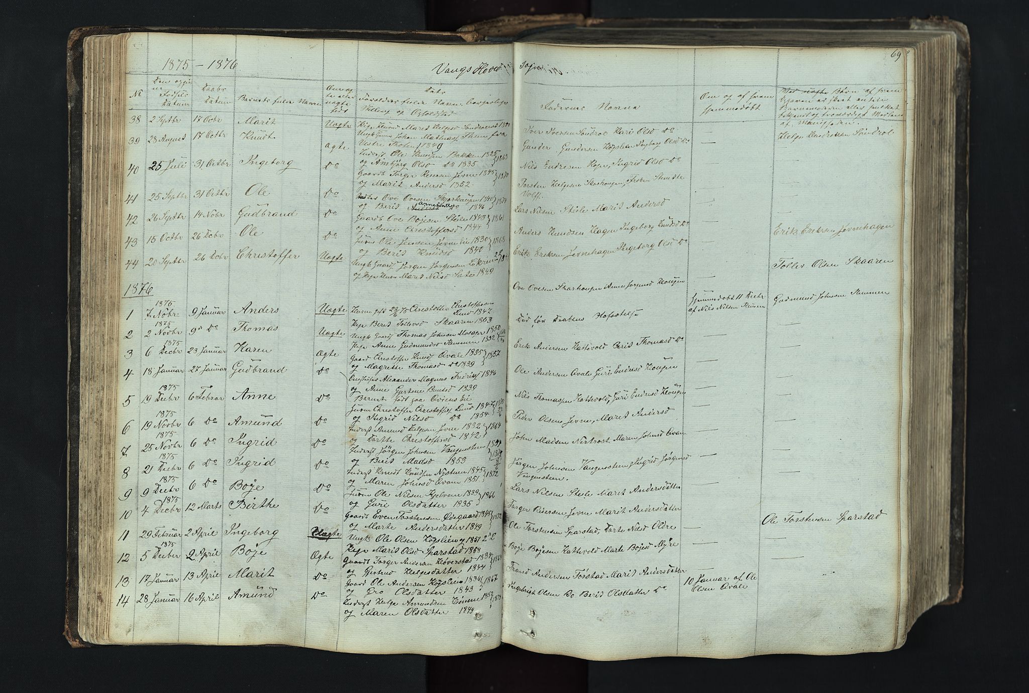 Vang prestekontor, Valdres, AV/SAH-PREST-140/H/Hb/L0004: Parish register (copy) no. 4, 1835-1892, p. 69