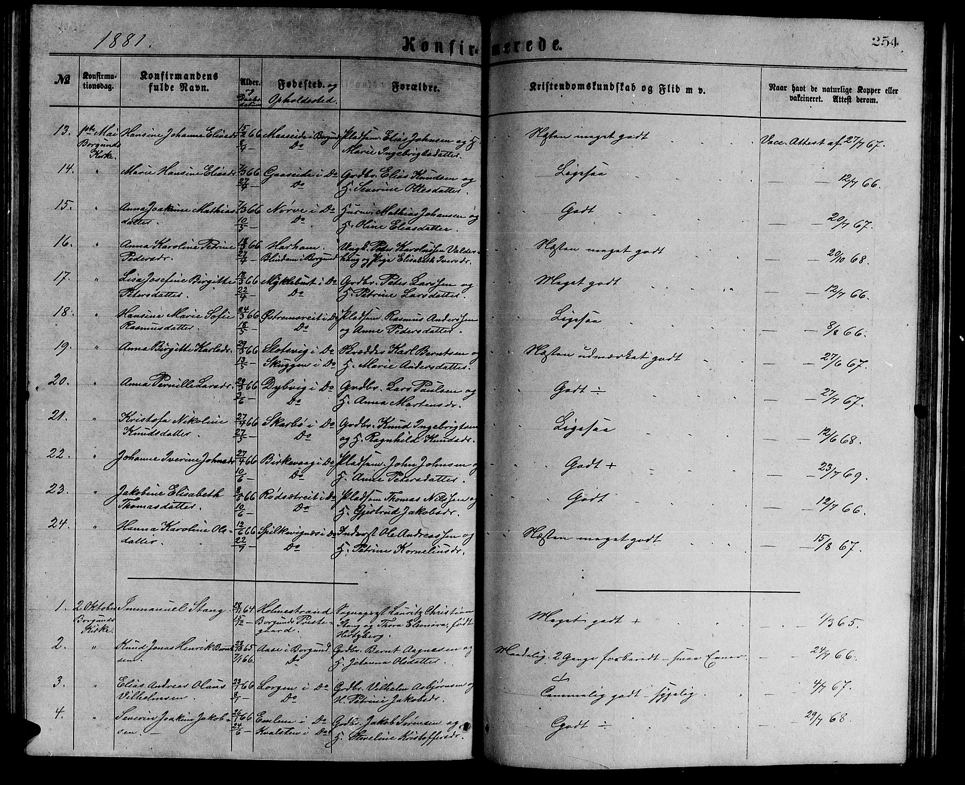 Ministerialprotokoller, klokkerbøker og fødselsregistre - Møre og Romsdal, AV/SAT-A-1454/528/L0429: Parish register (copy) no. 528C10, 1872-1886, p. 254