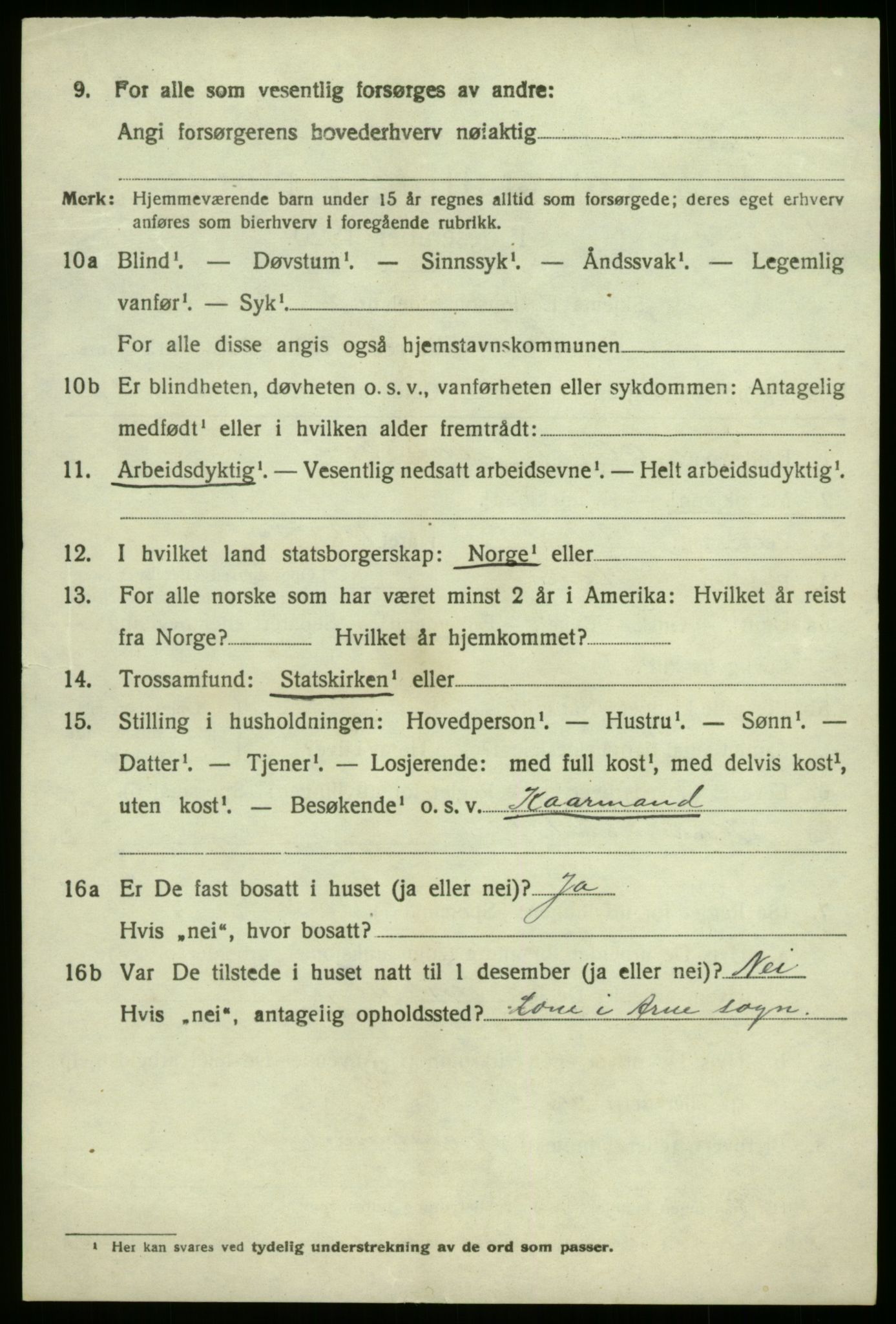 SAB, 1920 census for Haus, 1920, p. 2870