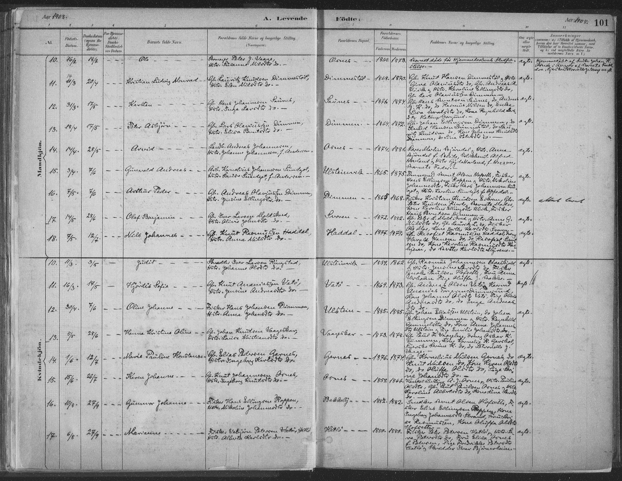 Ministerialprotokoller, klokkerbøker og fødselsregistre - Møre og Romsdal, AV/SAT-A-1454/509/L0106: Parish register (official) no. 509A04, 1883-1922, p. 101