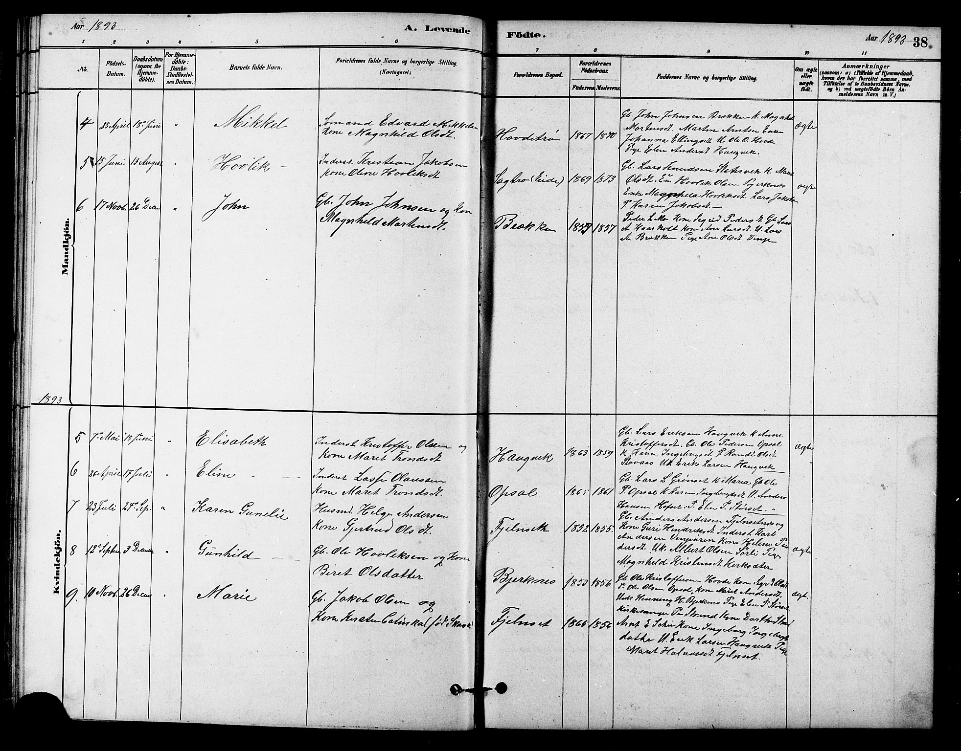 Ministerialprotokoller, klokkerbøker og fødselsregistre - Sør-Trøndelag, SAT/A-1456/631/L0514: Parish register (copy) no. 631C02, 1879-1912, p. 38