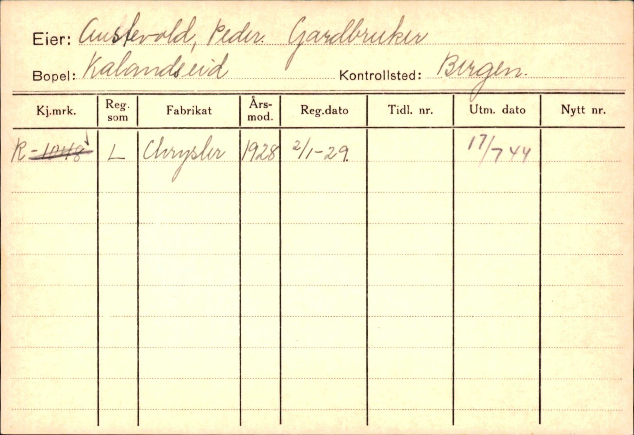 Statens vegvesen, Hordaland vegkontor, AV/SAB-A-5201/2/Ha/L0003: R-eierkort A-B, 1920-1971, p. 46