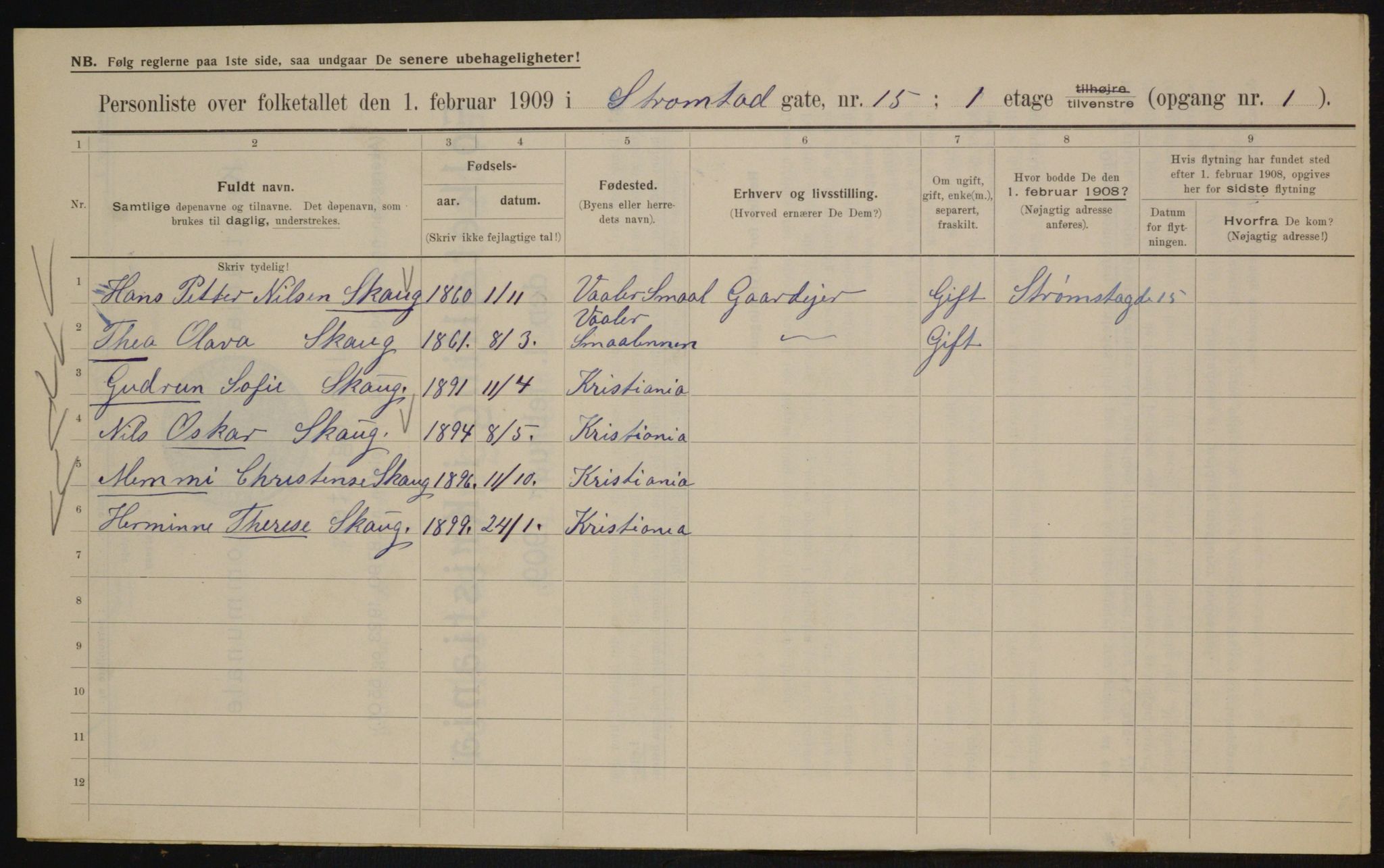 OBA, Municipal Census 1909 for Kristiania, 1909, p. 94046