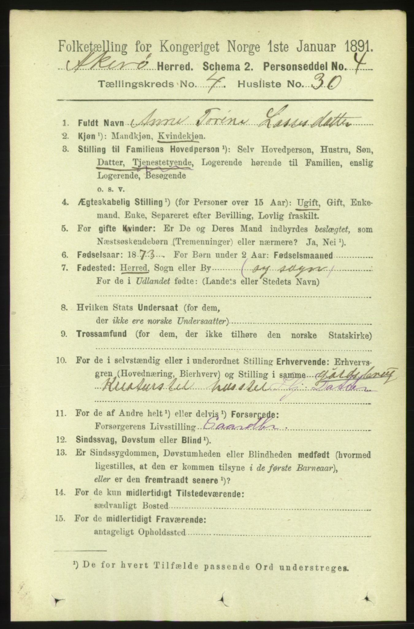 RA, 1891 census for 1545 Aukra, 1891, p. 1818