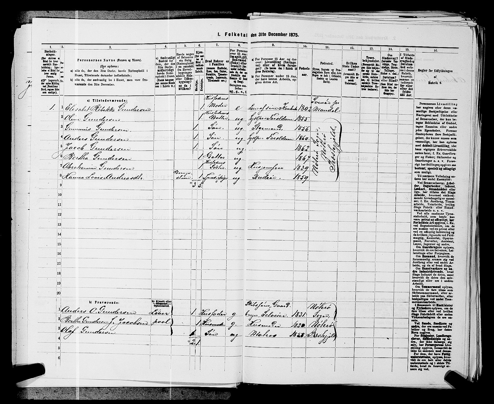 SAKO, 1875 census for 0722P Nøtterøy, 1875, p. 808