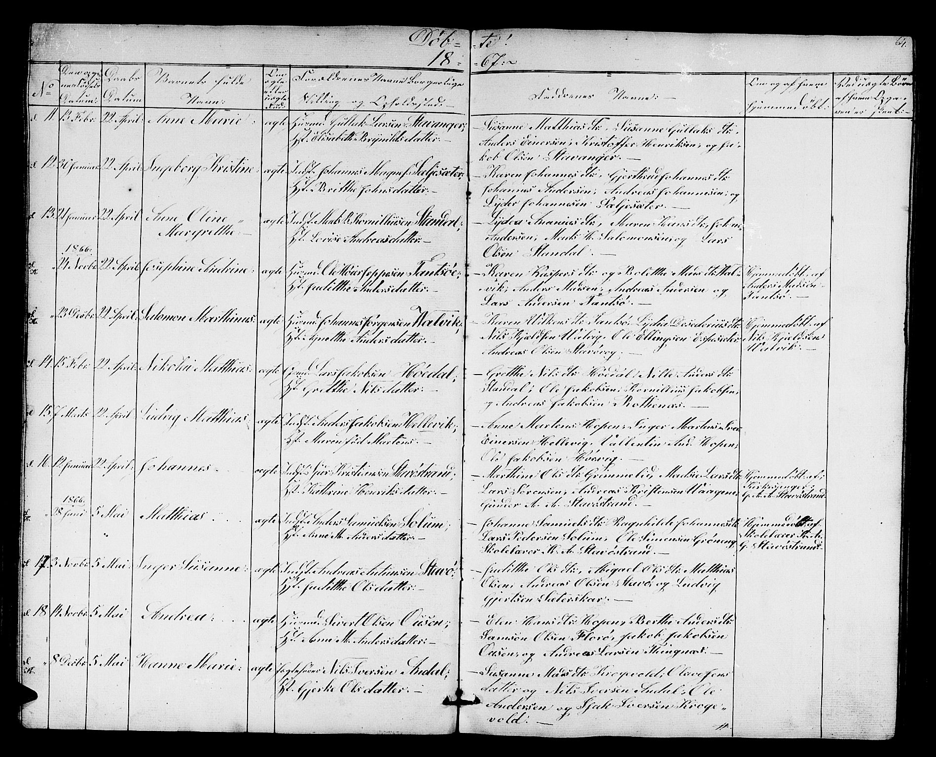 Kinn sokneprestembete, AV/SAB-A-80801/H/Hab/Habc/L0001: Parish register (copy) no. C 1, 1854-1868, p. 64