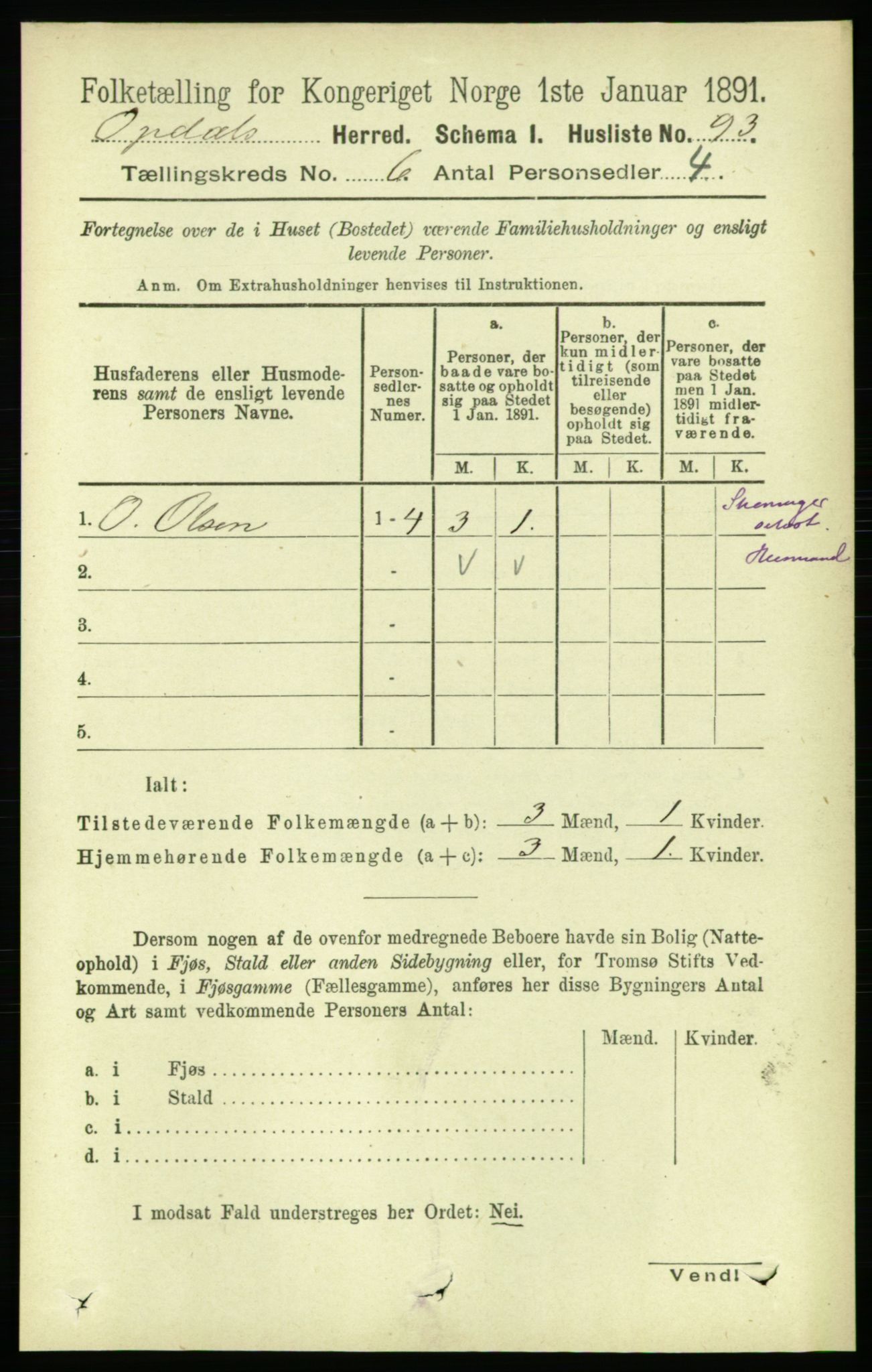 RA, 1891 census for 1634 Oppdal, 1891, p. 2764