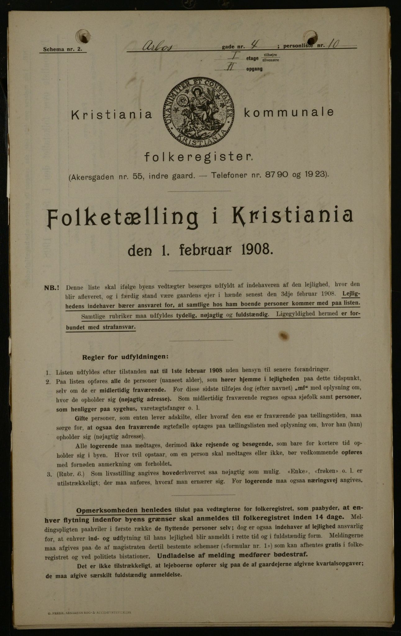 OBA, Municipal Census 1908 for Kristiania, 1908, p. 2059