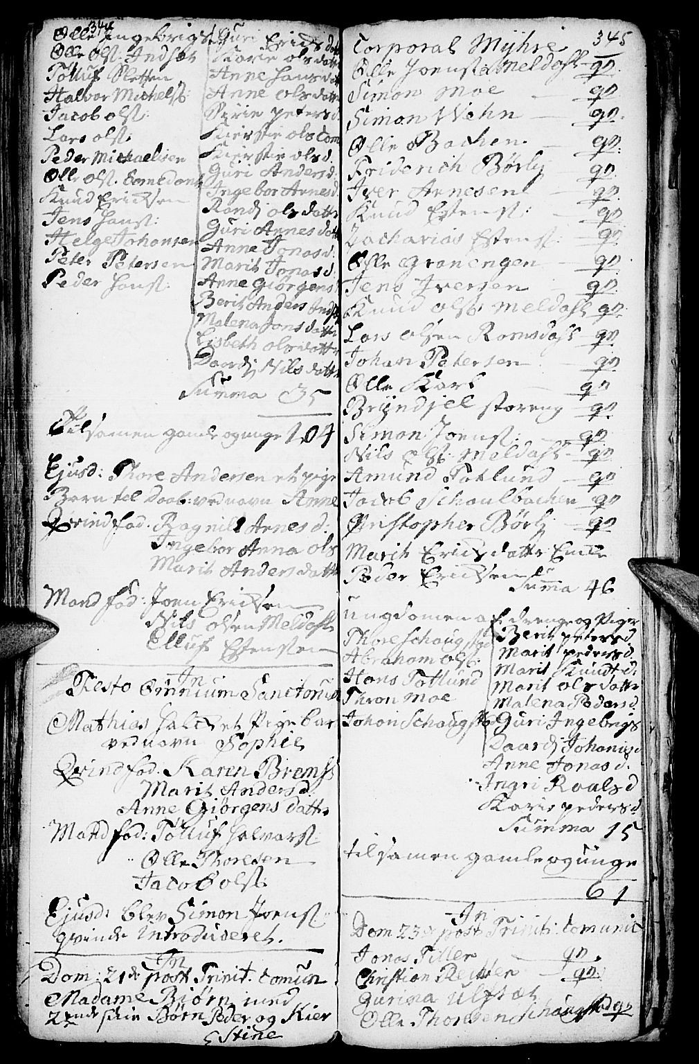 Kvikne prestekontor, SAH/PREST-064/H/Ha/Haa/L0001: Parish register (official) no. 1, 1740-1756, p. 344-345