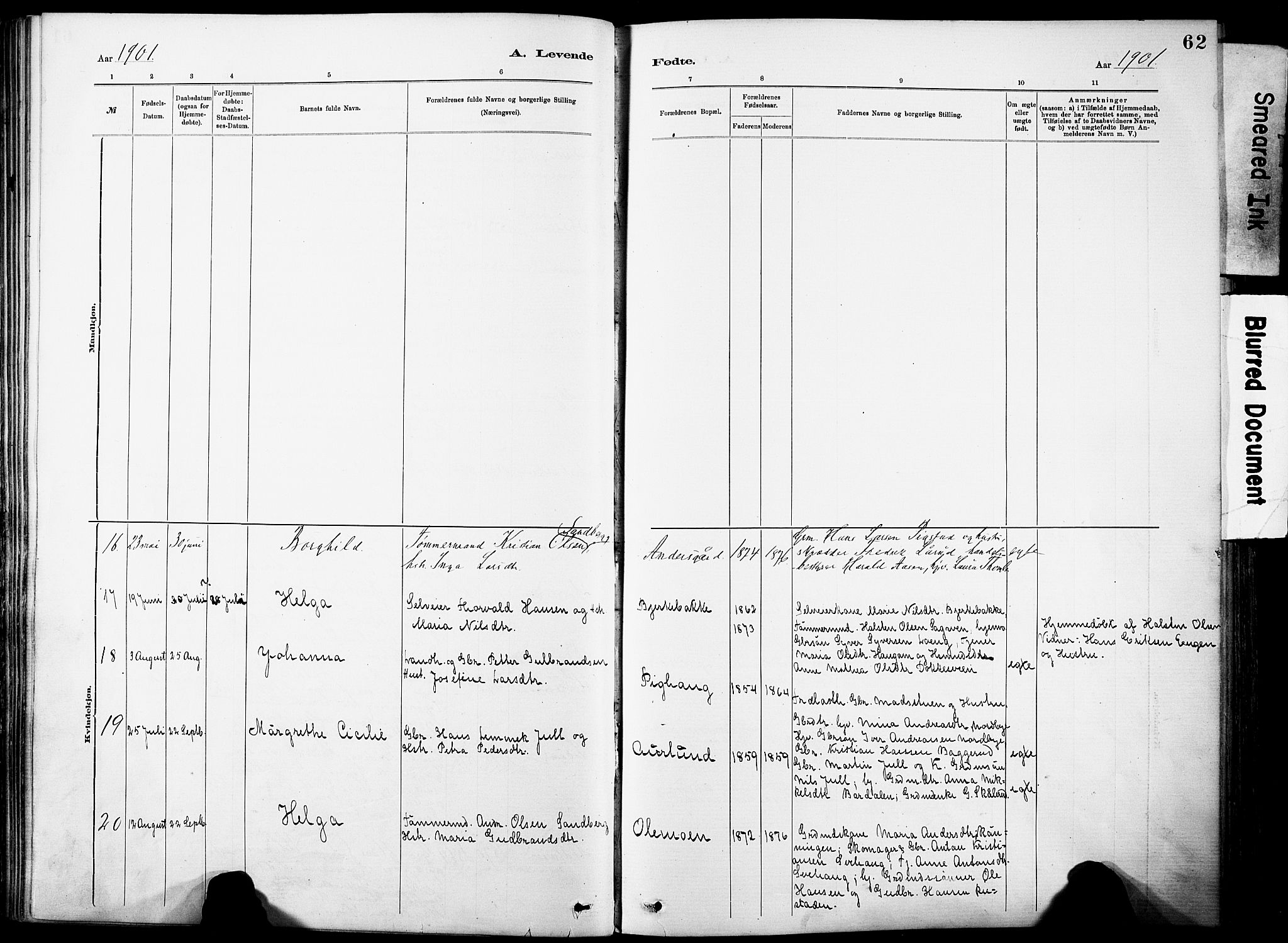 Nordre Land prestekontor, AV/SAH-PREST-124/H/Ha/Haa/L0005: Parish register (official) no. 5, 1882-1903, p. 62