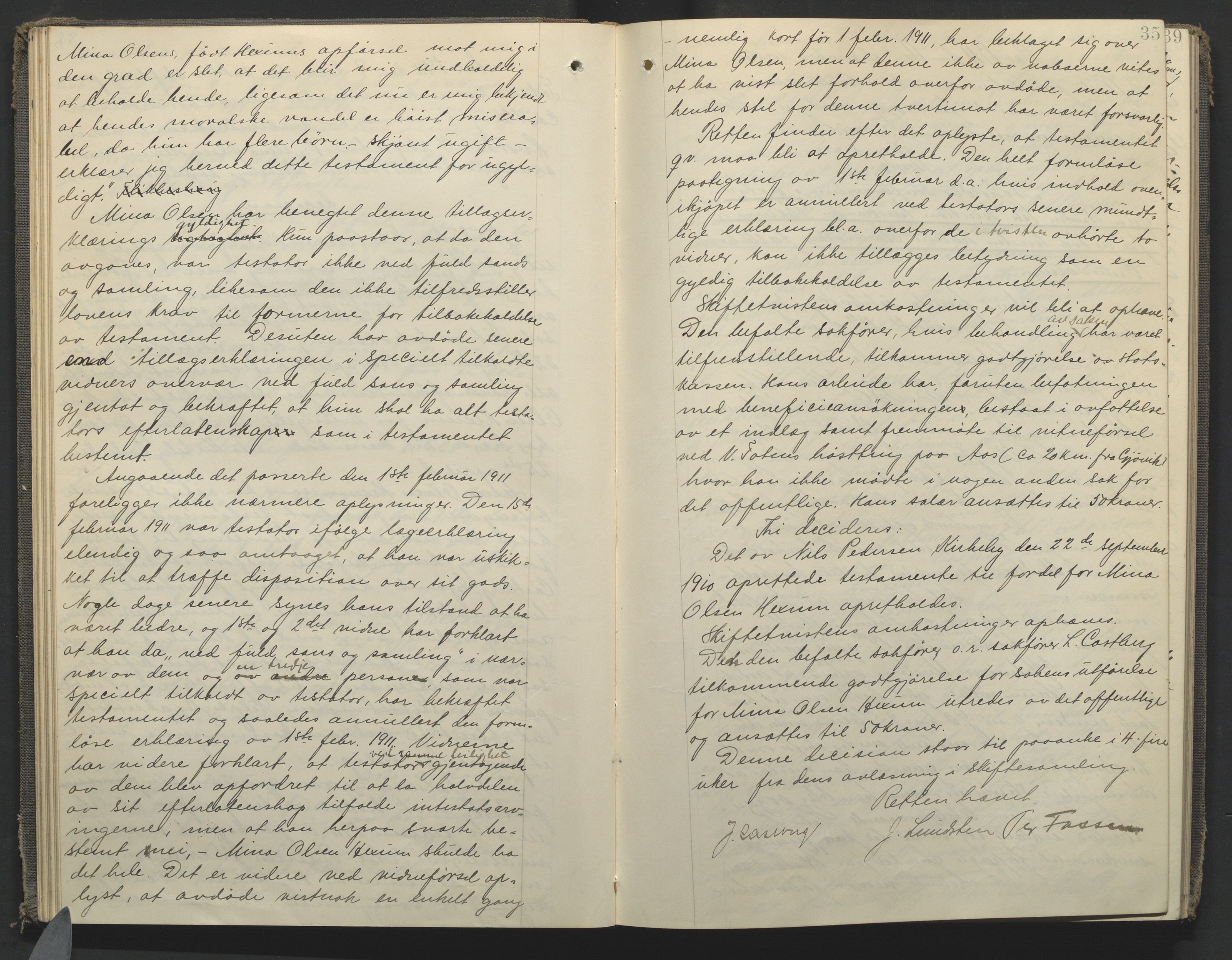 Toten tingrett, AV/SAH-TING-006/J/Jf/L0009: Skiftebehandlingsprotokoll - Vestre Toten, Kolbu og Eina, 1911-1916, p. 35