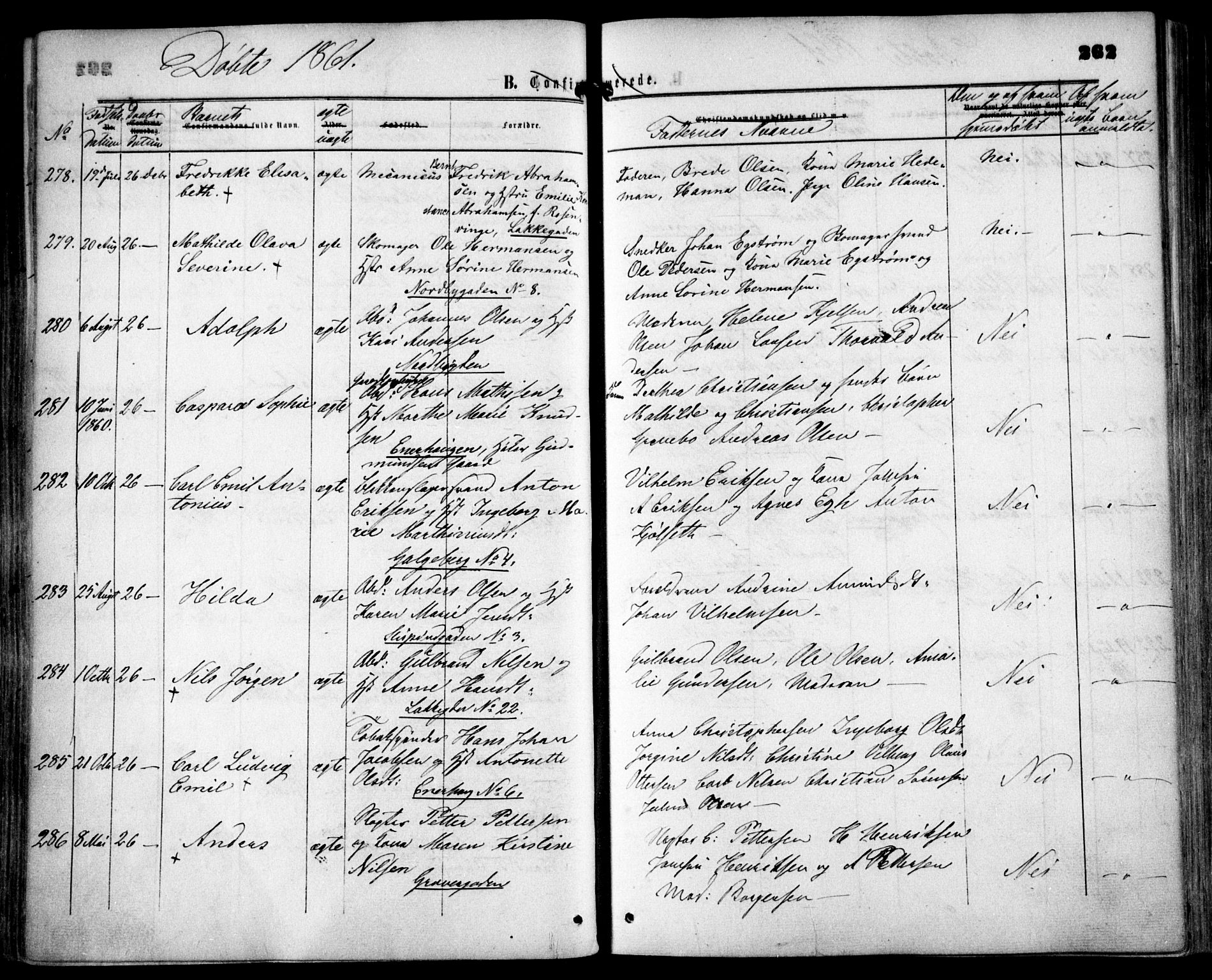 Grønland prestekontor Kirkebøker, AV/SAO-A-10848/F/Fa/L0001: Parish register (official) no. 1, 1859-1861, p. 262