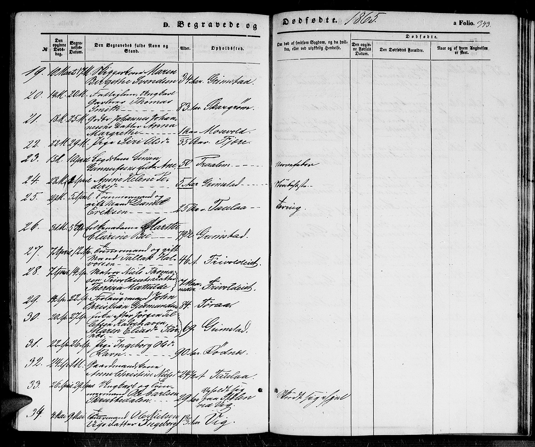 Fjære sokneprestkontor, AV/SAK-1111-0011/F/Fb/L0008: Parish register (copy) no. B 8, 1854-1867, p. 343