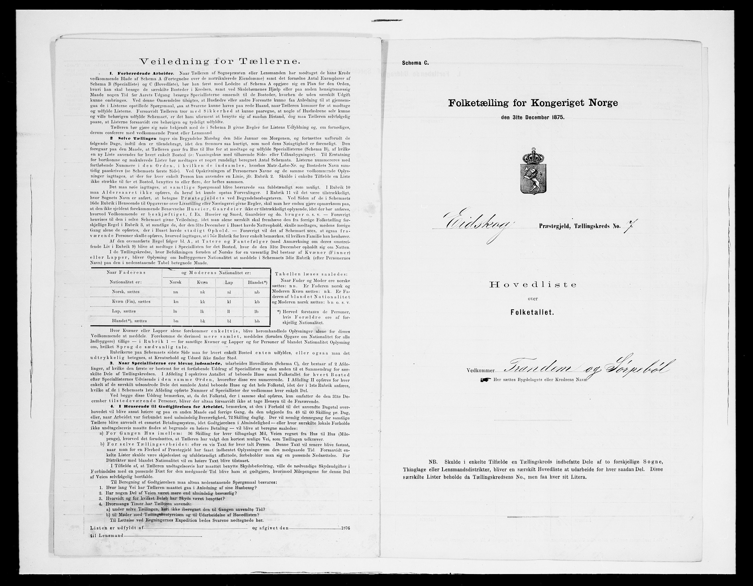 SAH, 1875 census for 0420P Eidskog, 1875, p. 43