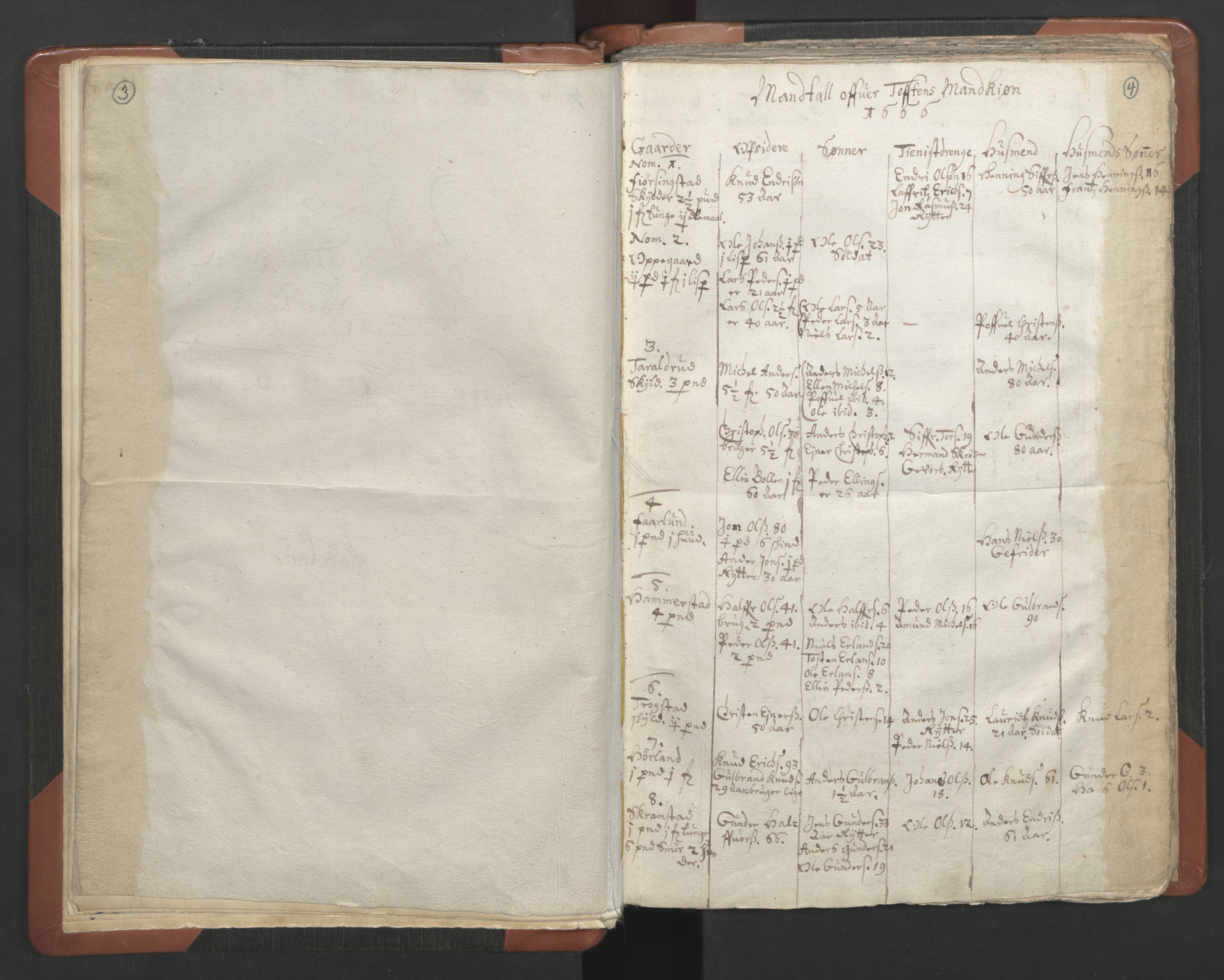 RA, Vicar's Census 1664-1666, no. 7: Hadeland deanery, 1664-1666, p. 3-4