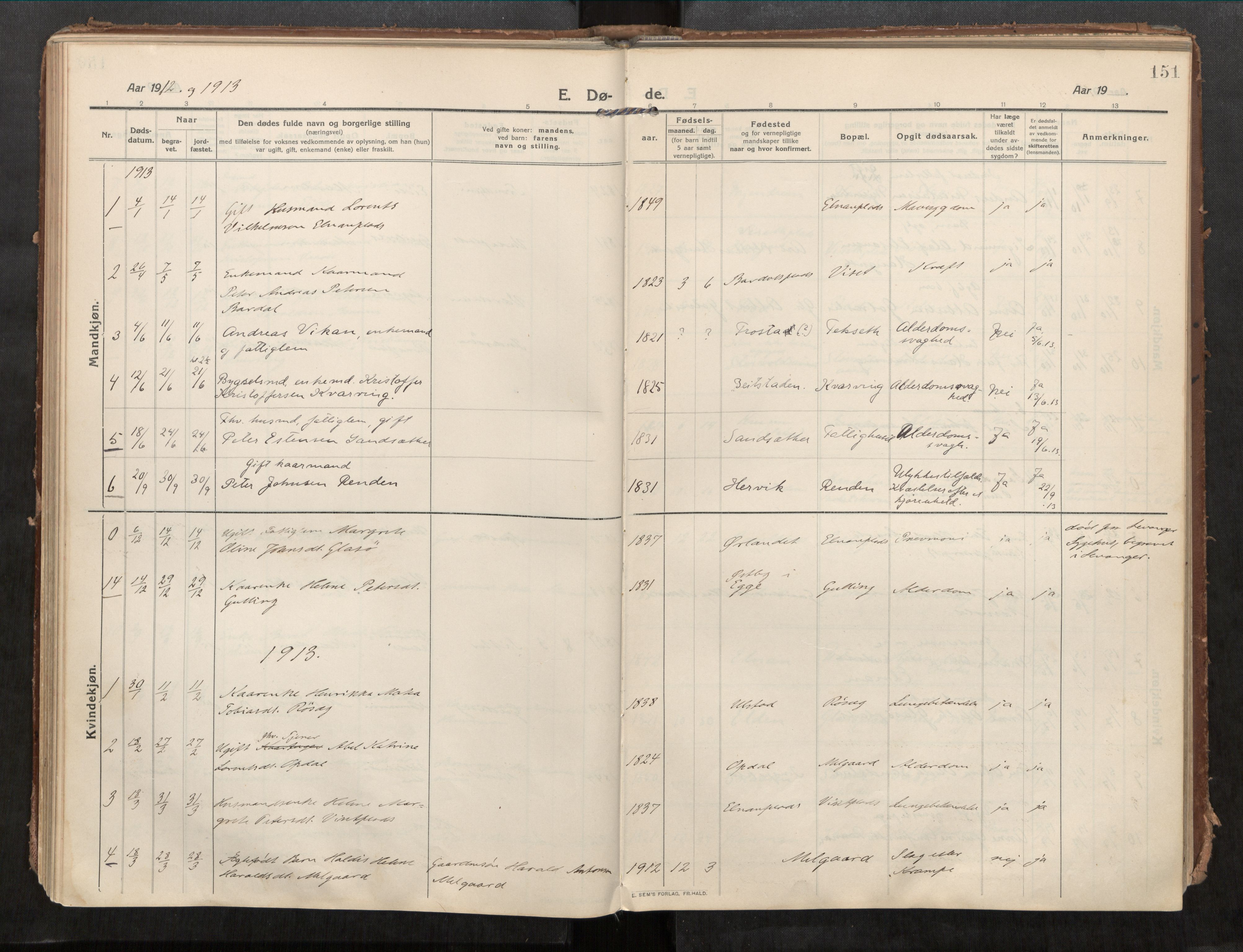 Beitstad sokneprestkontor, SAT/A-1162/I/I1/I1a/L0001: Parish register (official) no. 1, 1912-1927, p. 151