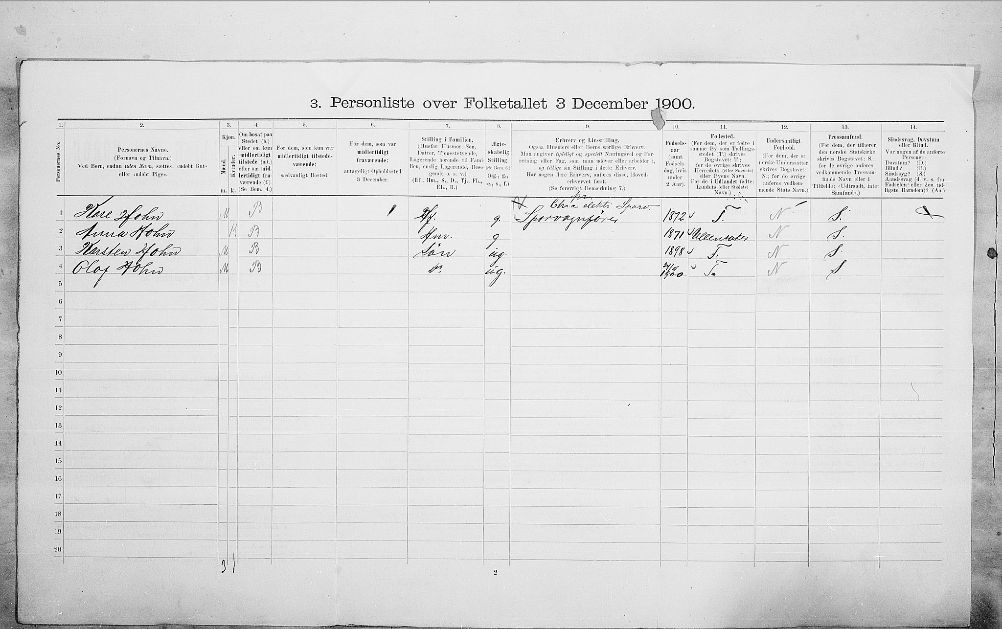 SAO, 1900 census for Kristiania, 1900, p. 88957