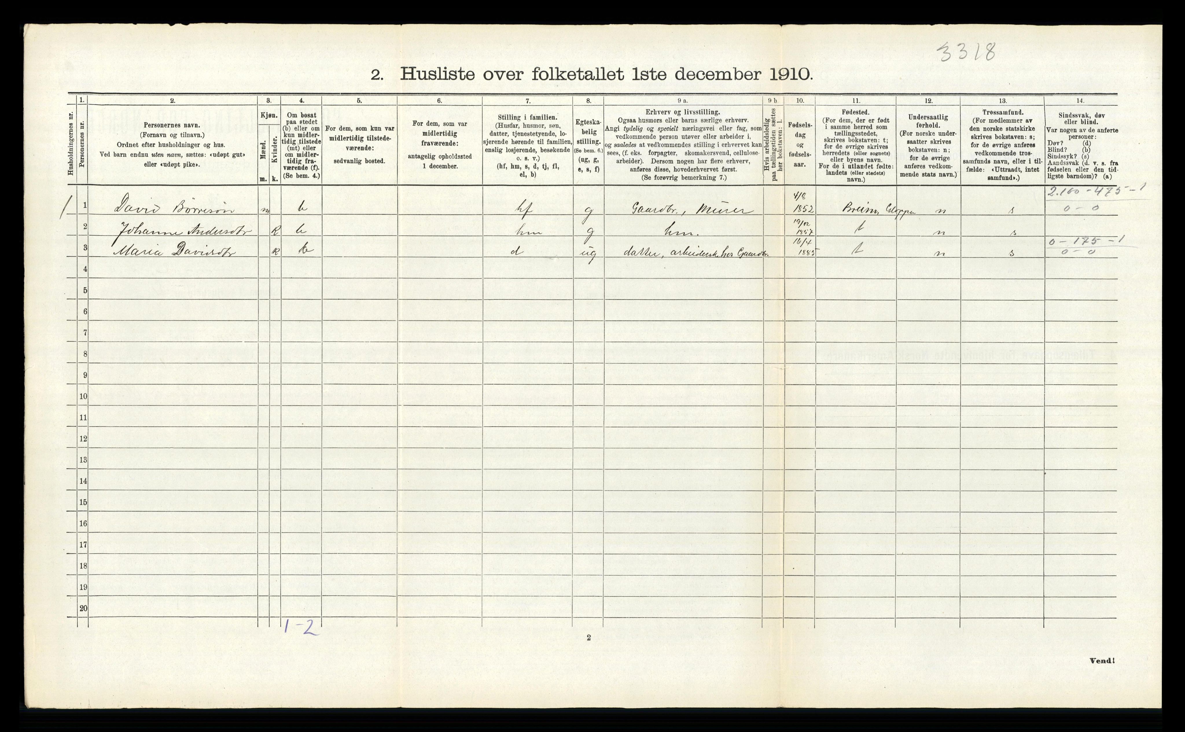 RA, 1910 census for Innvik, 1910, p. 85