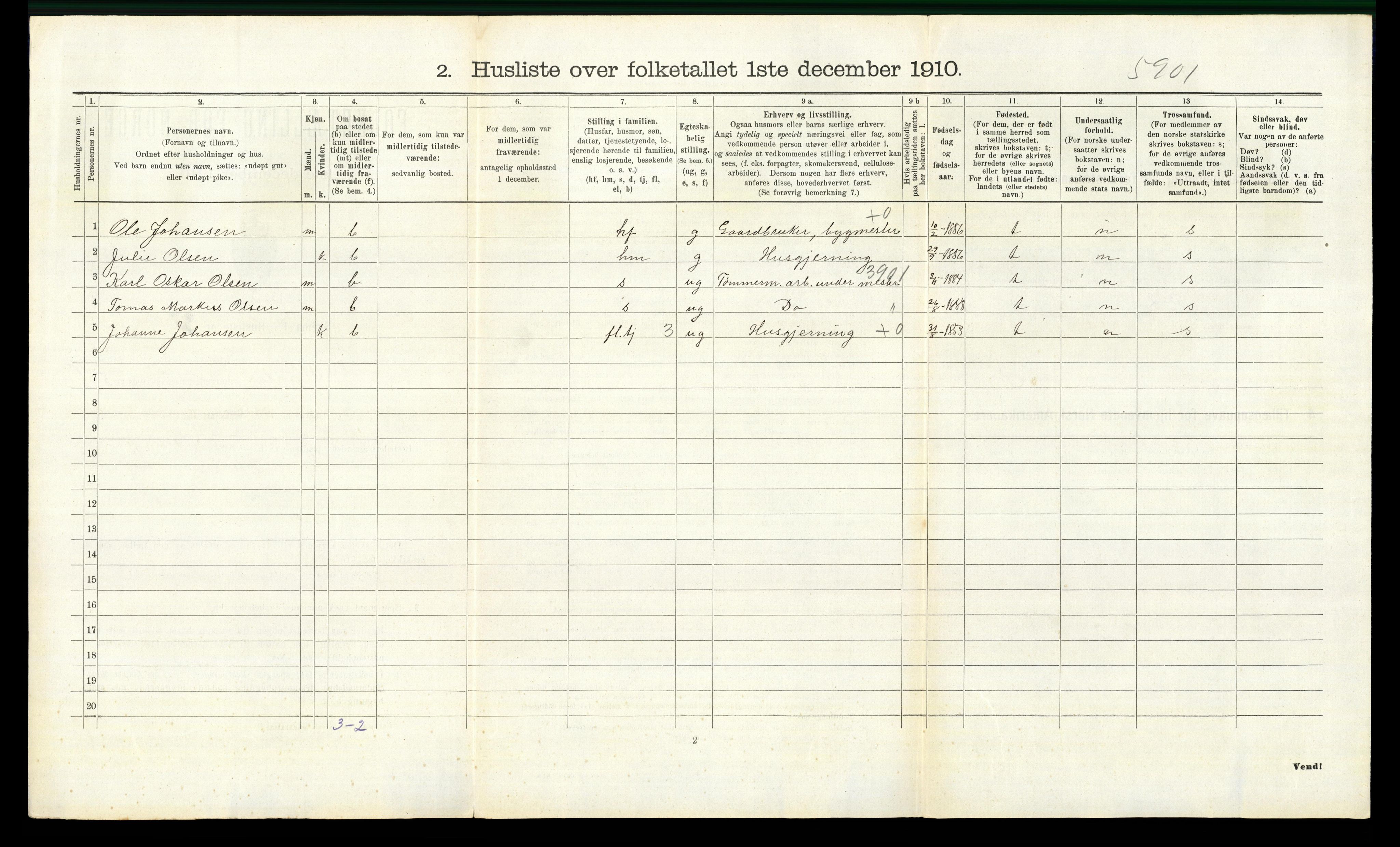 RA, 1910 census for Våler, 1910, p. 721