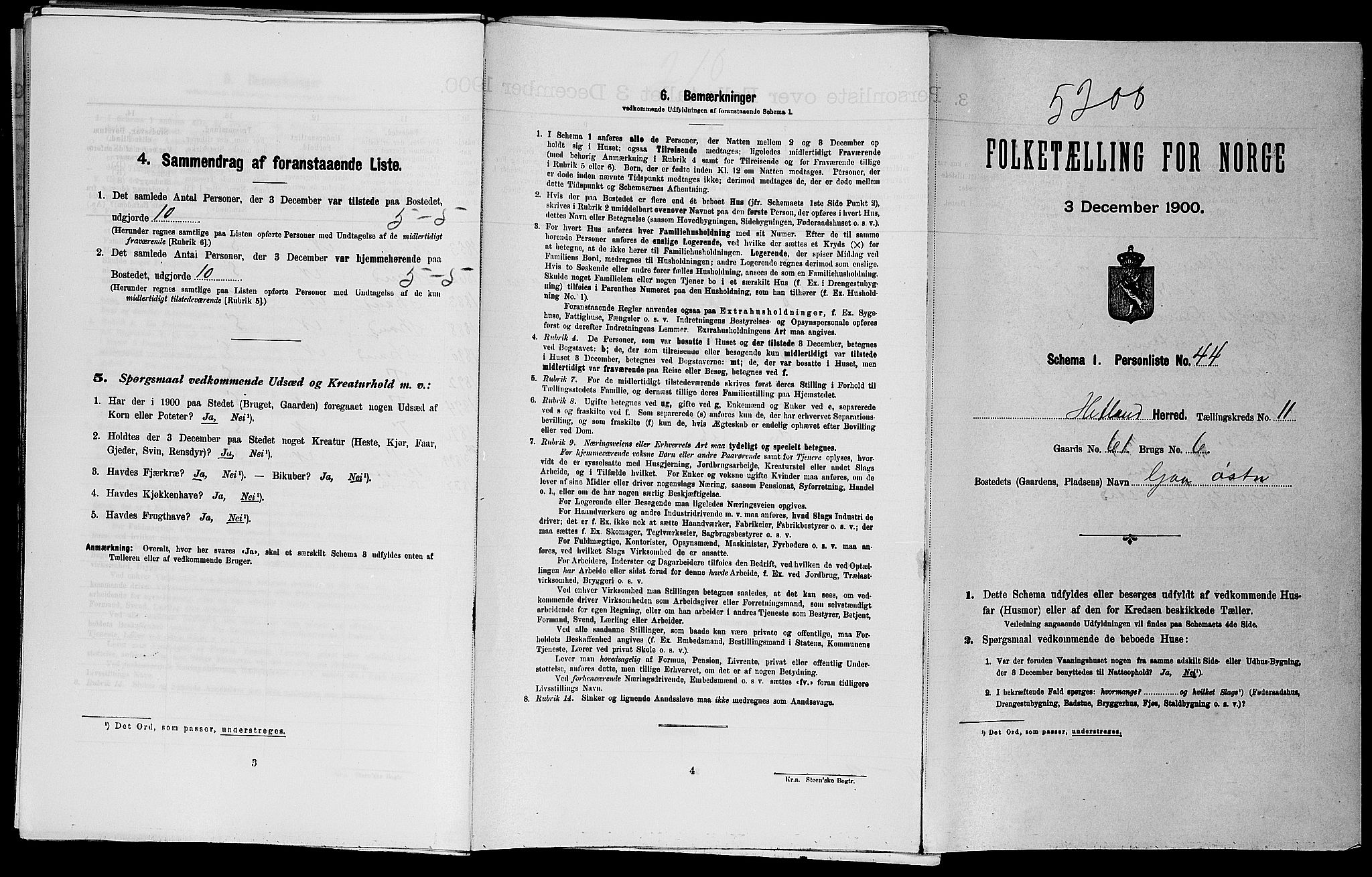 SAST, 1900 census for Hetland, 1900, p. 1636