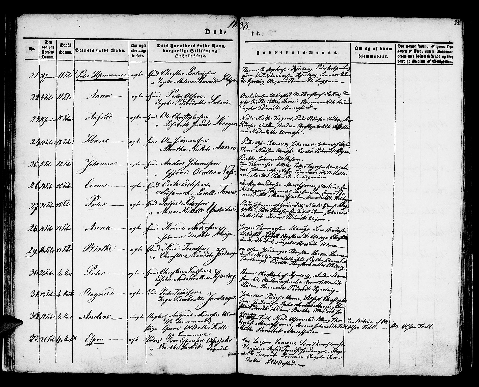 Hafslo sokneprestembete, AV/SAB-A-80301/H/Haa/Haaa/L0005: Parish register (official) no. A 5, 1834-1852, p. 25