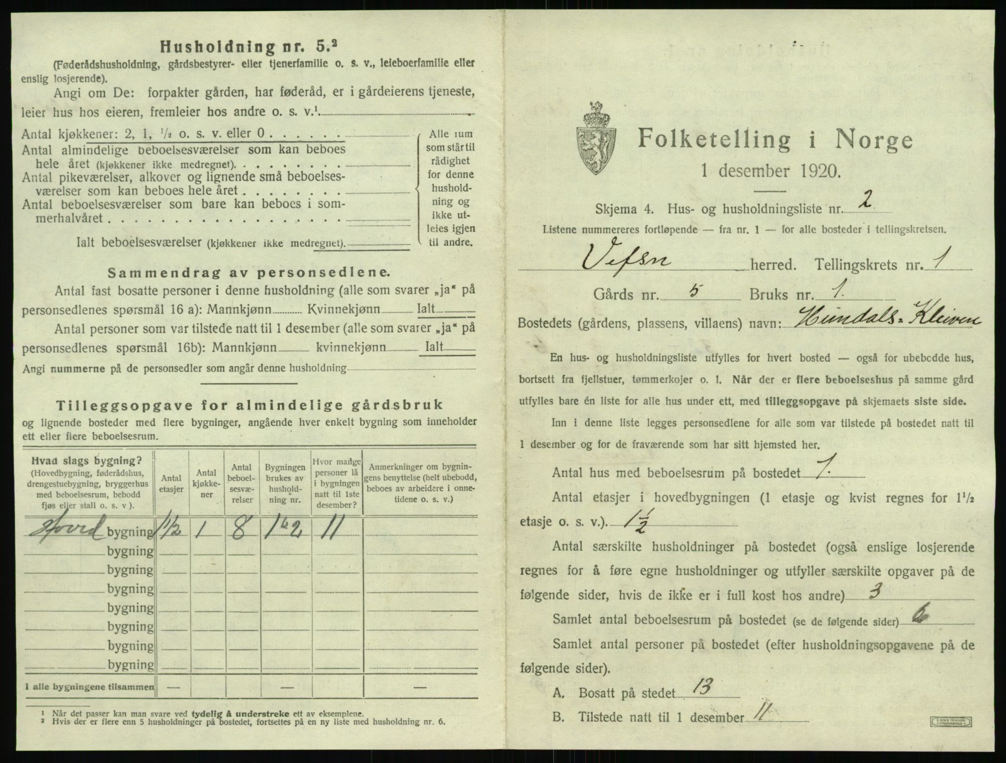 SAT, 1920 census for Vefsn, 1920, p. 63