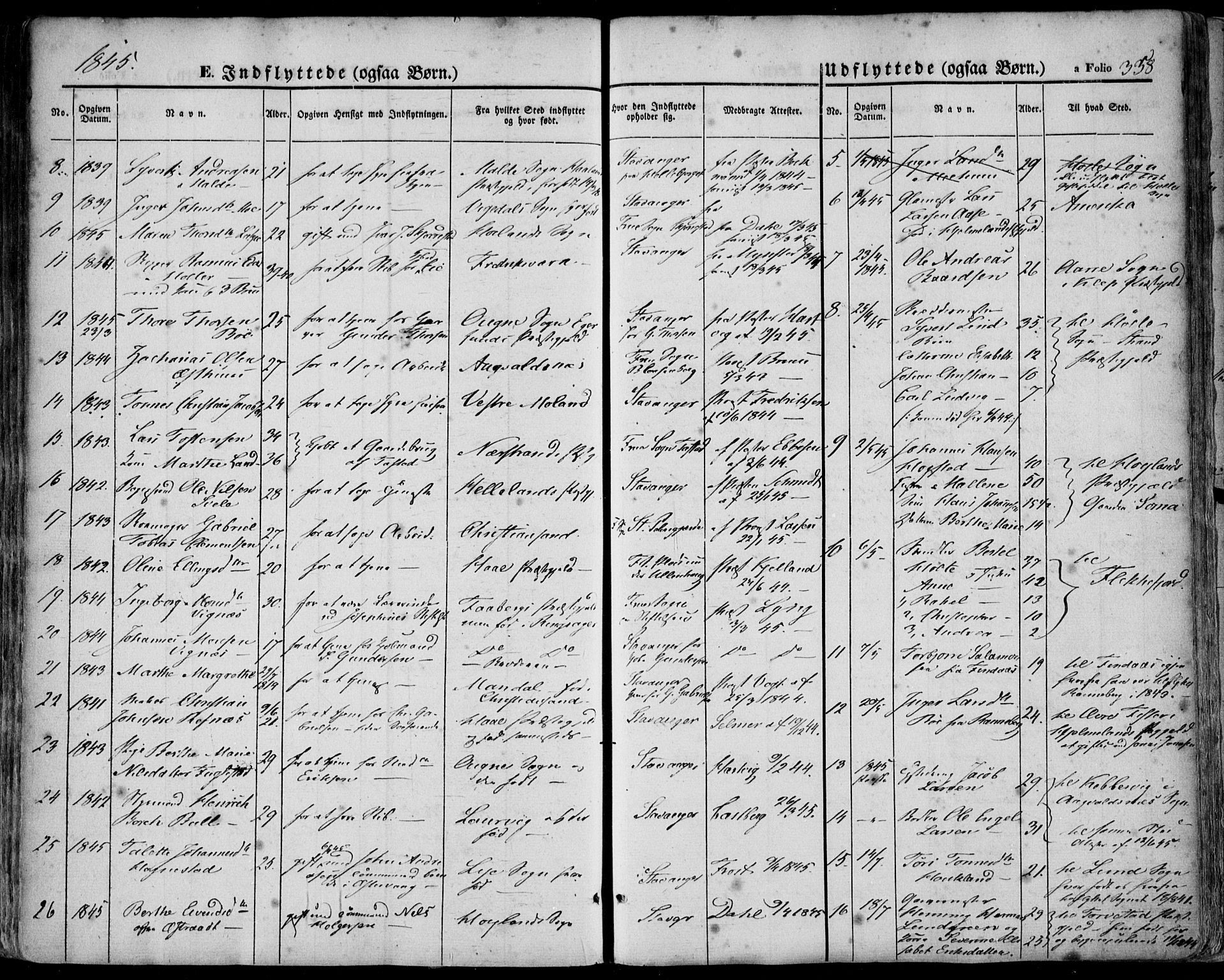 Domkirken sokneprestkontor, SAST/A-101812/001/30/30BA/L0016: Parish register (official) no. A 15, 1844-1854, p. 358