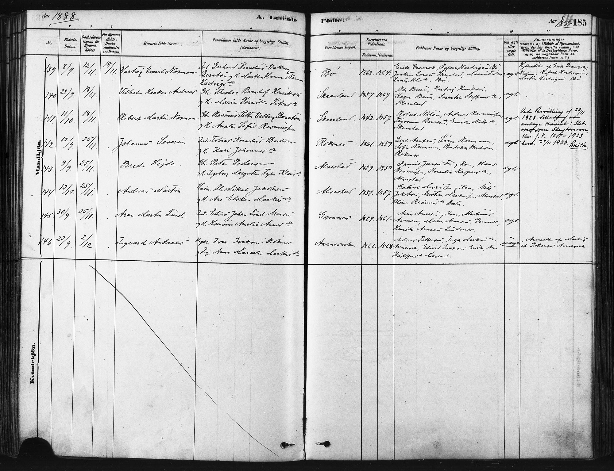 Trondenes sokneprestkontor, SATØ/S-1319/H/Ha/L0014kirke: Parish register (official) no. 14, 1878-1889, p. 185
